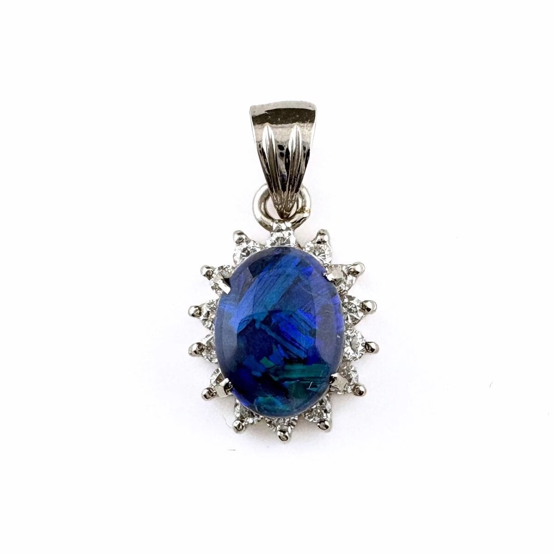 BLACK OPAL PENDANT HEAD PLATINUM MELEE DIAMOND (1 of 4)