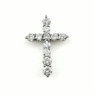 CROSS MOTIF PLATINUM MELEE DIAMOND PENDANT HEAD: Cross motif Platinum melee diamond Pendant Head Brand: Unbranded Type/Style: Pendant Head Material: Pt900, Main Stone/Creation Natural Color: None Size: Pendant size 21.4?15.2mm(0.8") Inside diameter