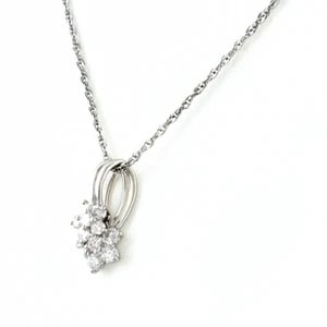 FLOWER MOTIF DESIGN NECKLACE PLATINUM PENDANT MELEE DIAMOND: Flower motif design Necklace Platinum Pendant melee diamond Brand: Unbranded Type/Style: Necklace Material: Pt900 Pt850, Main Stone/Creation Natural Color: None Size: Chain / code 41cm(16.1")Chain