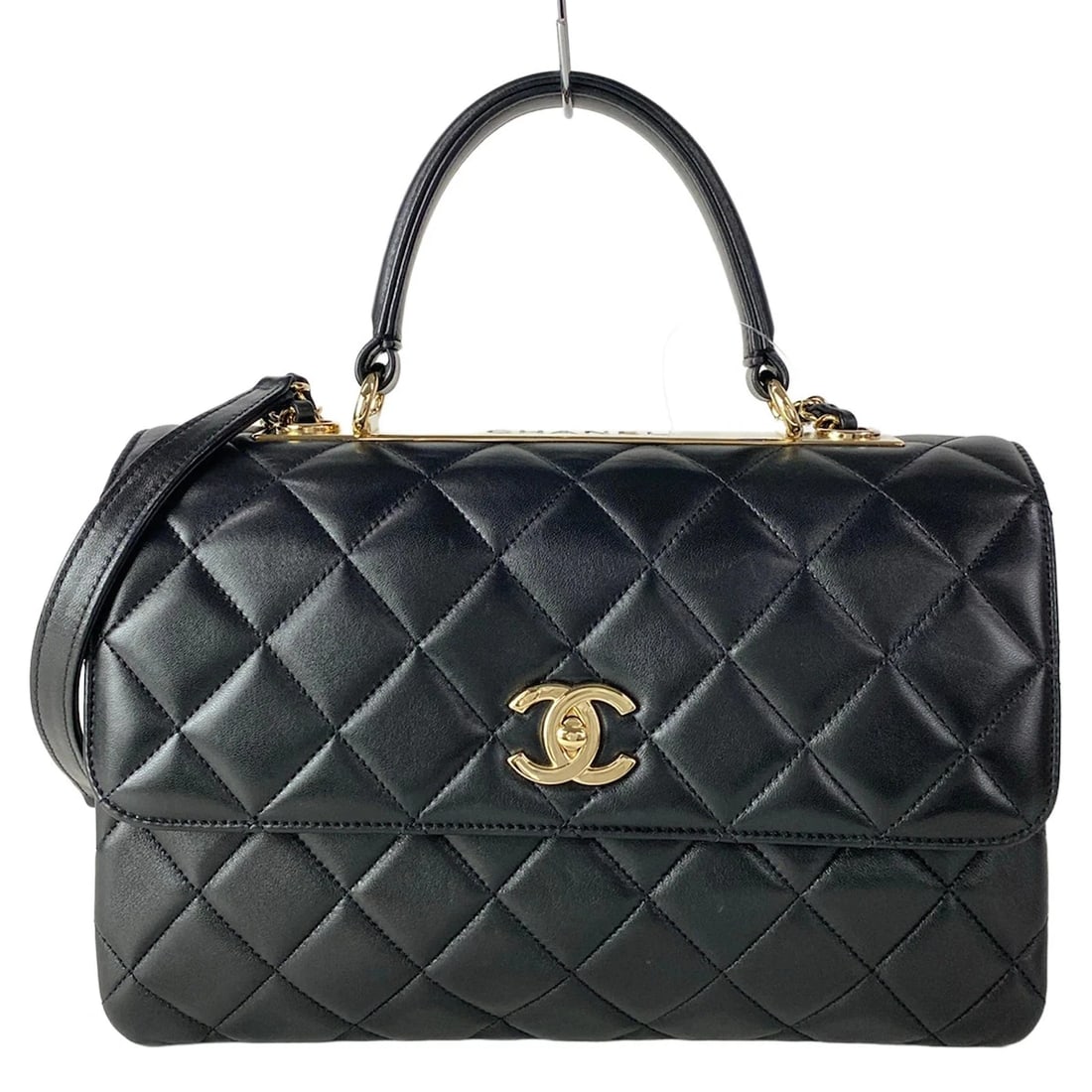 CHANEL TRENDY BLACK LAMBSKIN: CHANEL Trendy Black Lambskin Brand: CHANEL Type/Style: Shoulder Bag Material: Exterior Material Lambskin Color: Exterior Color Black Size: Height : 7.67 inch(19.5 cm) Width : 11.42 inch (29 cm) Depth