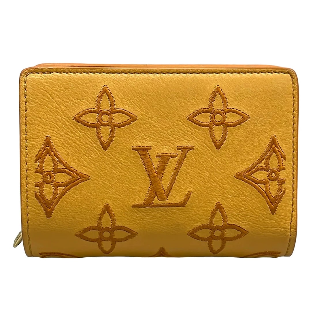 LOUIS VUITTON PORTEFEUILLE CLARE SAFFRON COLLECTION LINE BIFOLD WALLET: LOUIS VUITTON Portefeuille Clare Saffron Collection Line Bifold Wallet Brand: LOUIS VUITTON Type/Style: Bifold Wallet Material: Exterior Material Calf Leather Color: Exterior Color Saffron Size: