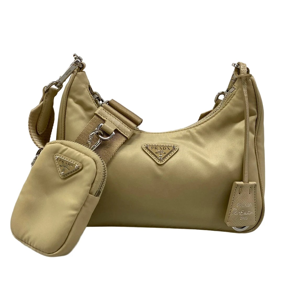 PRADA RE-EDITION NYLON BAG BEIGE NYLONSHOULDER BAG (1 of 8)