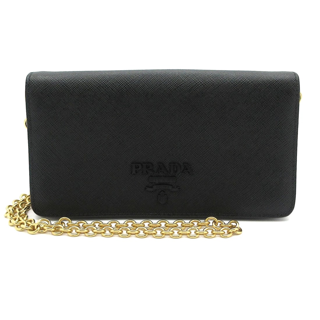 PRADA BLACK GOLD LEATHER OTHER STYLE WALLET: PRADA Black Gold Leather Other Style Wallet Brand: PRADA Type/Style: Other Style Wallet Material: Exterior Material Leather Color: Exterior Color Black, Gold Size: Height : 3.94 inch (10 cm) Width: 7.