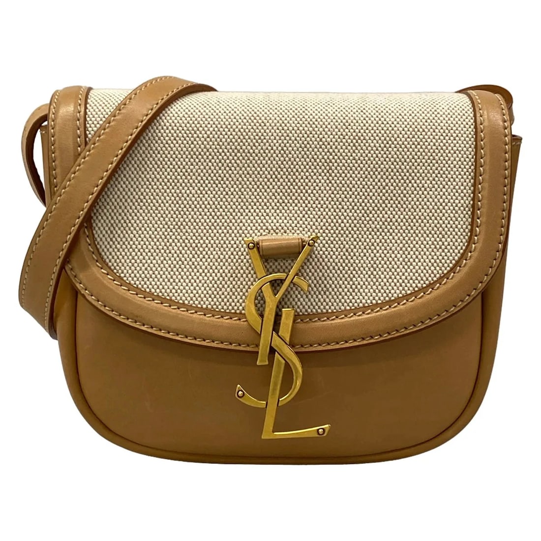 SAINT LAURENT PARIS KAIA SMALL SATCHEL CREAM LIGHT BROWN (1 of 10)