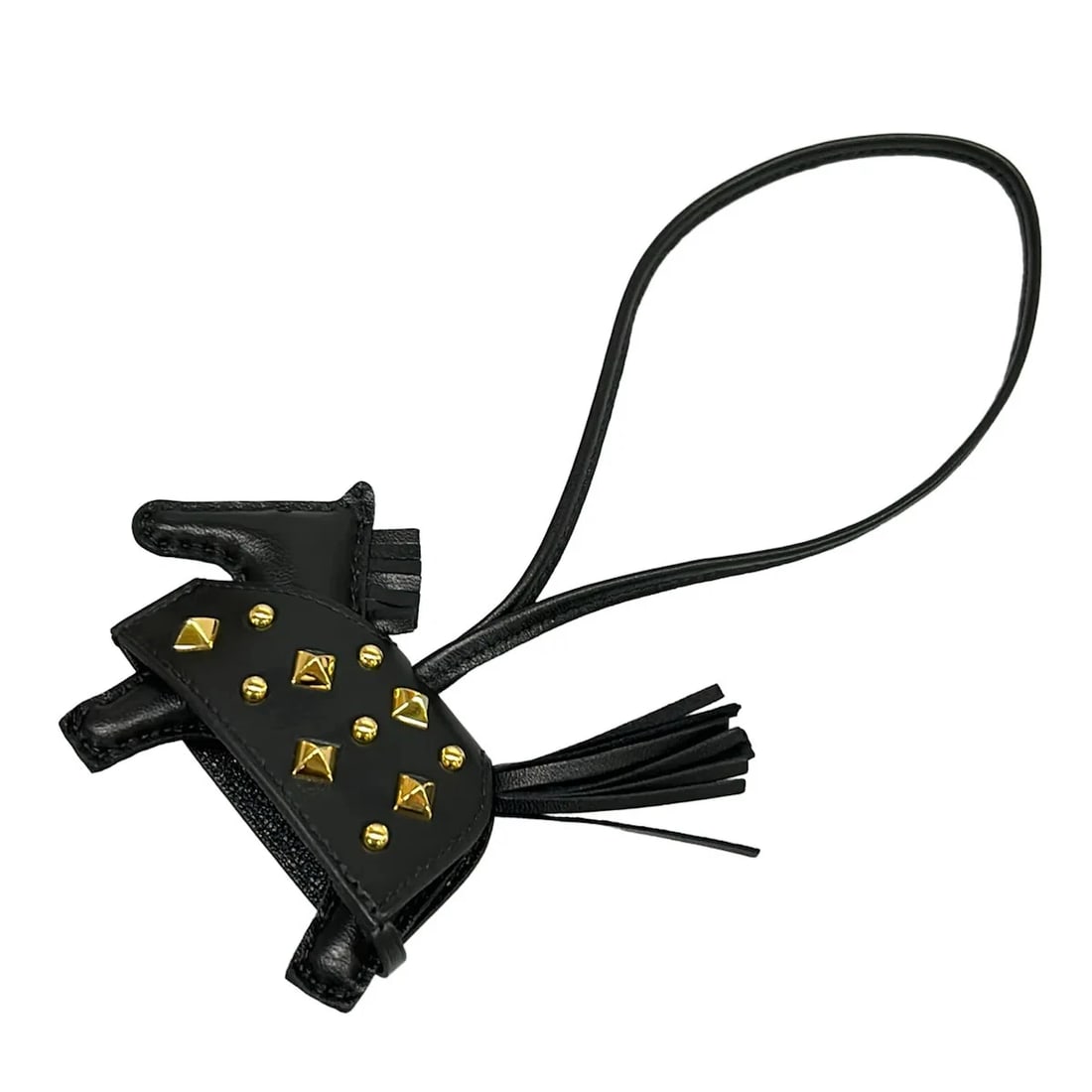 HERMES RODEO ROBEO ROCK BLACK AGNEAU MILO G BAG CHARM (1 of 3)