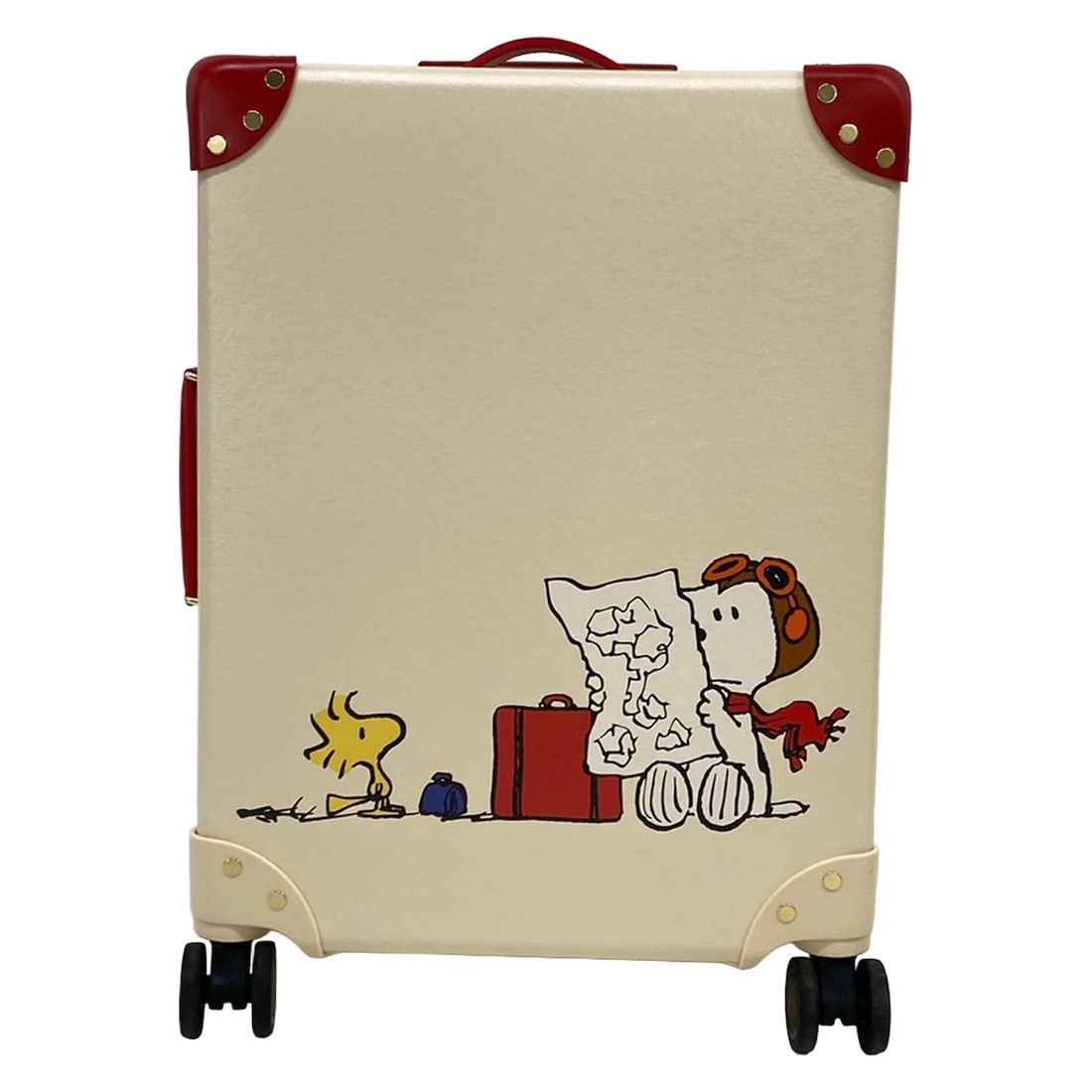 GLOBE TROTTER CREAM RED MULTI VULCANIZED FIBER SUITCASE (1 of 9)
