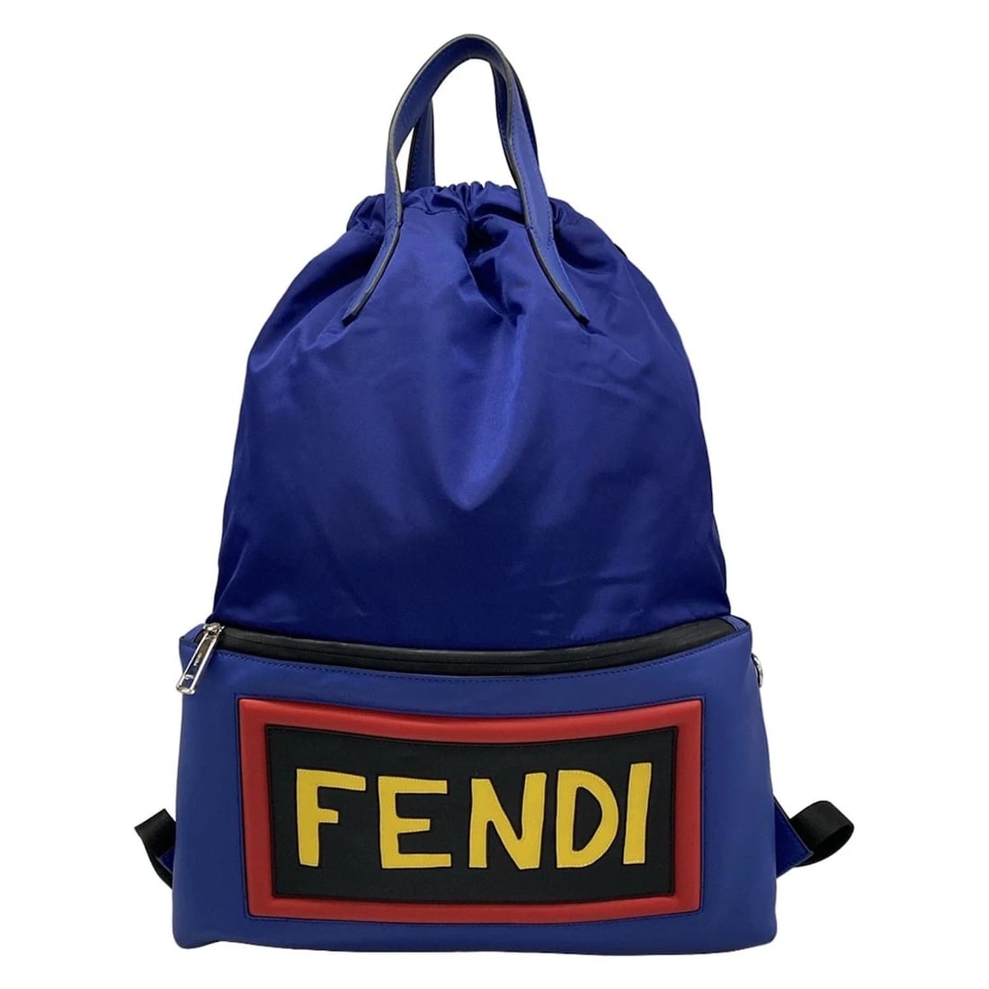 FENDI VOCABULARY BLUE YELLOW MULTI NYLON LEATHER BACKPACK (1 of 9)