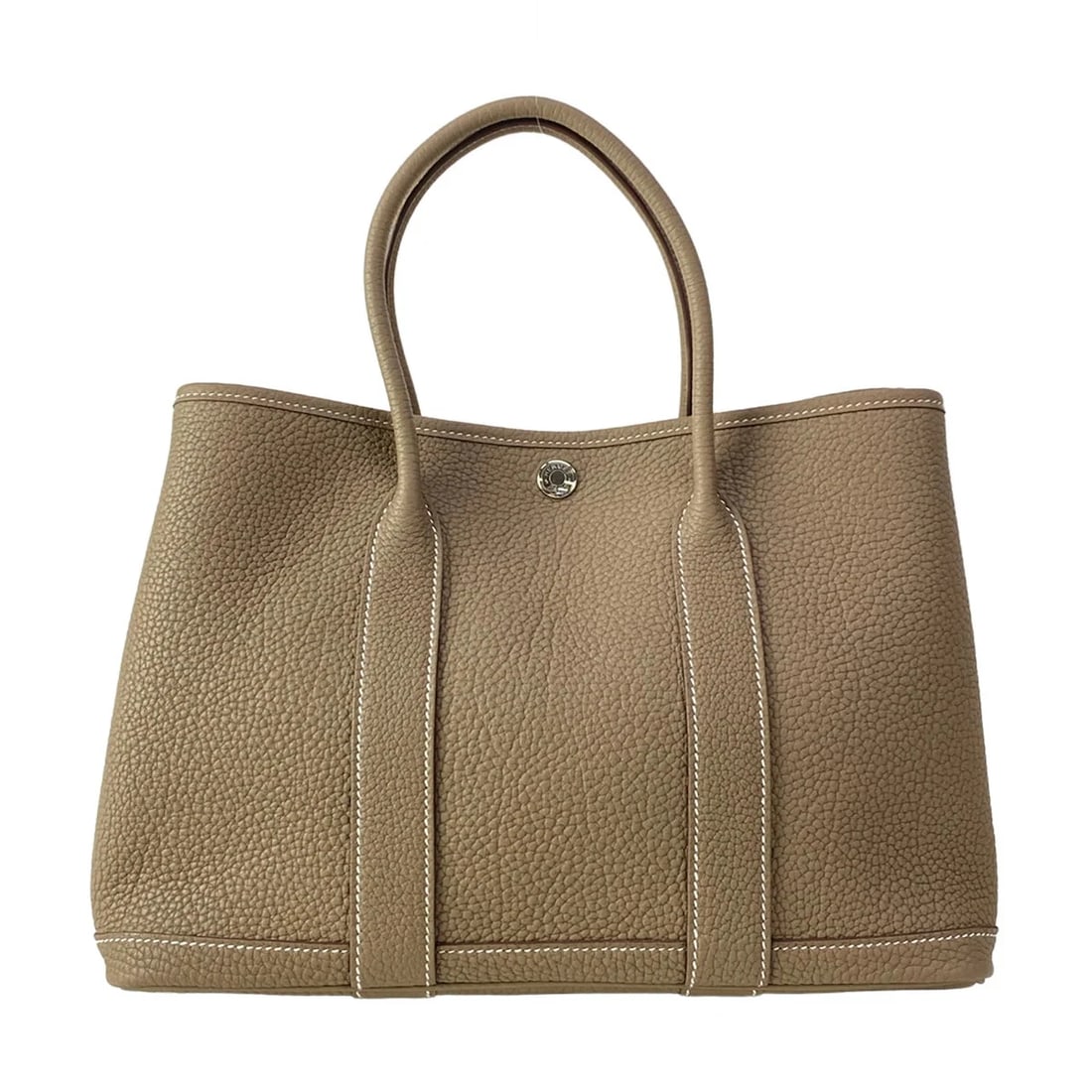 HERMES GARDEN PARTY ETOUPE NEGONDA K TOTE BAG: HERMES Garden Party Etoupe Negonda K Tote Bag Brand: HERMES Type/Style: Tote Bag Material: Exterior Material Negonda Color: Exterior Color Etoupe Size: Height : 8.07 inch (20.5 cm) Width : 11.81 inch 