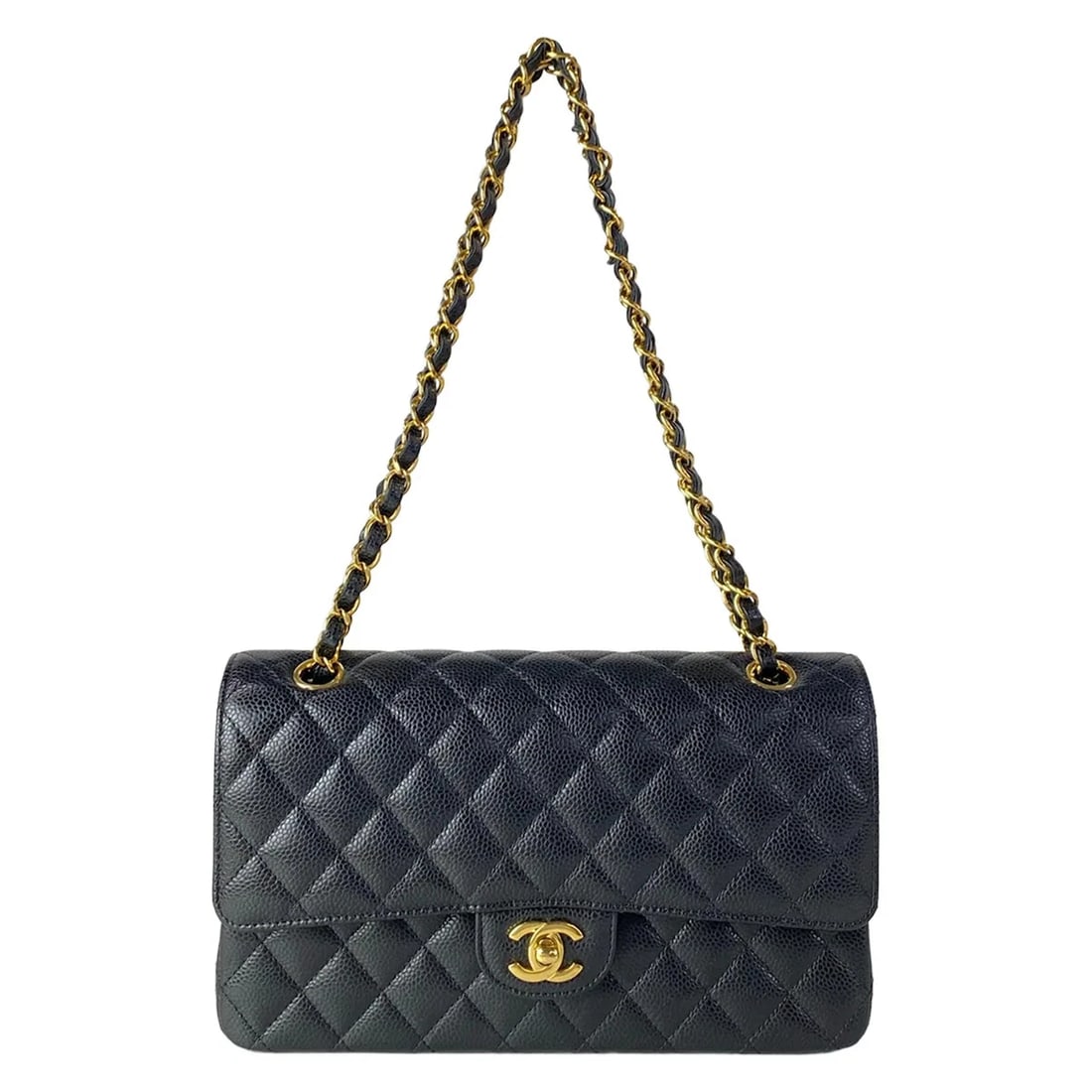CHANEL DOUBLE FLAP MATELASSE BLACK CALFSKIN SHOULDER BAG (1 of 9)