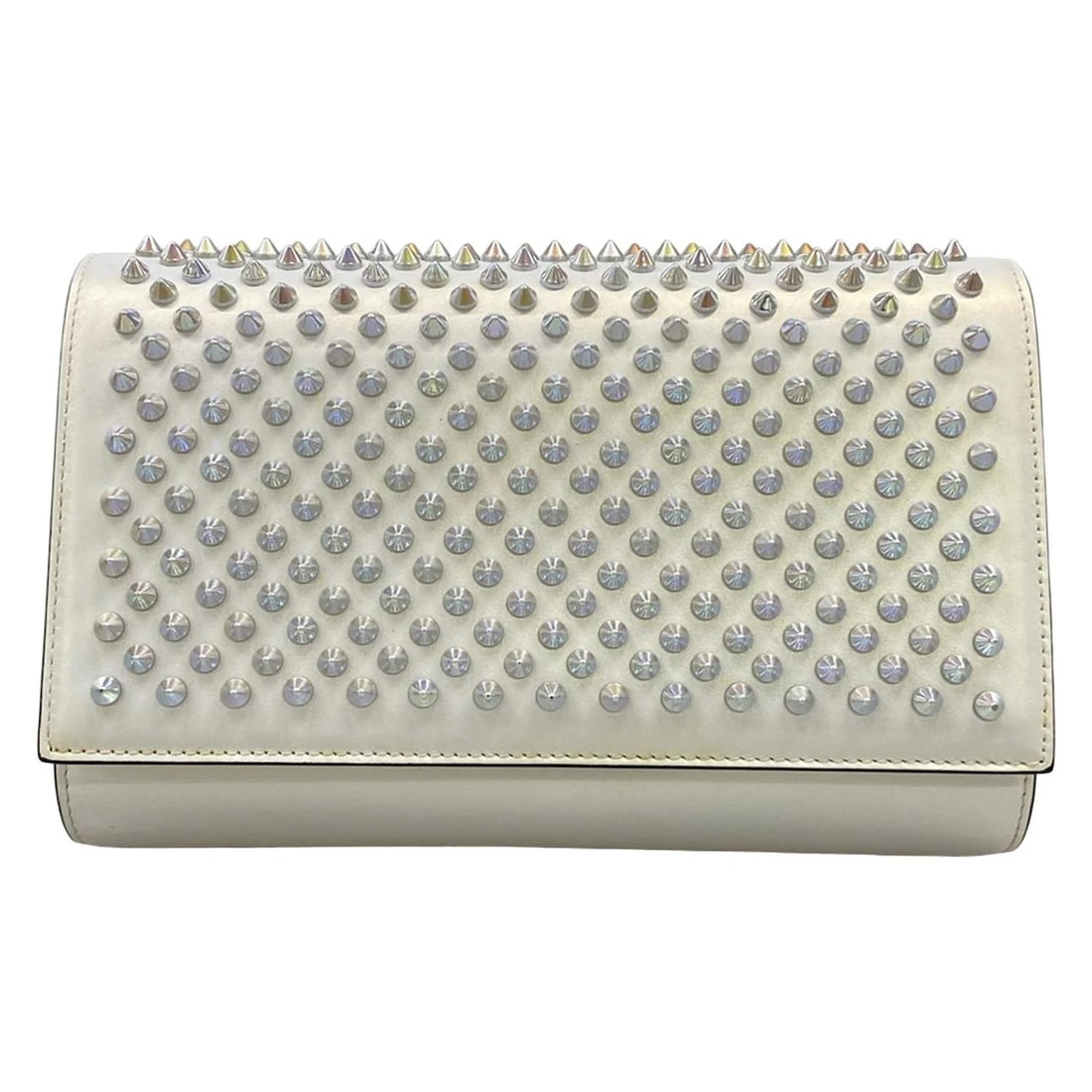 CHRISTIAN LOUBOUTIN PALOMA CLUTCH WHITE SILVER LEATHER (1 of 9)