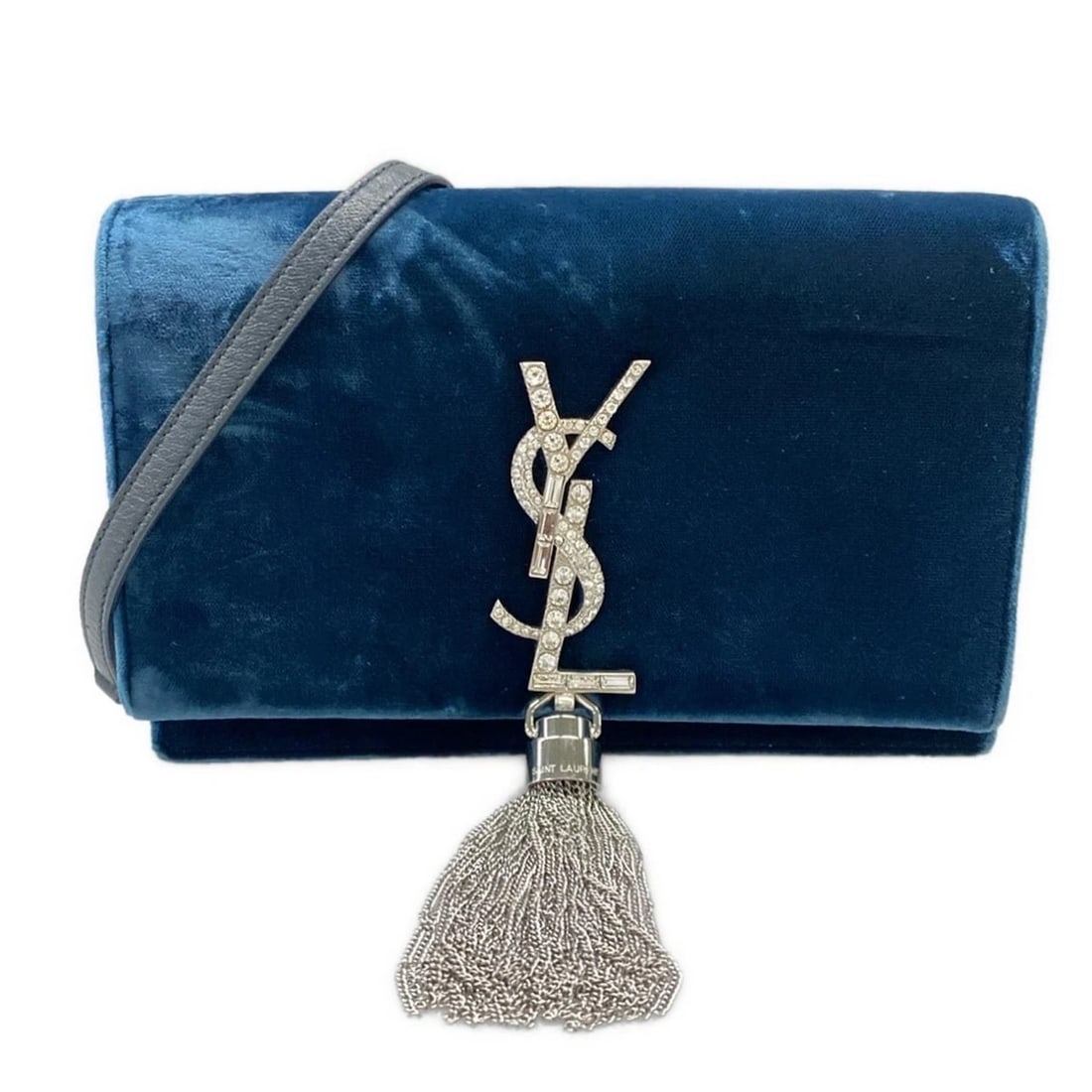 SAINT LAURENT BLUE VELOUR LEATHER STYLE WALLET (1 of 9)