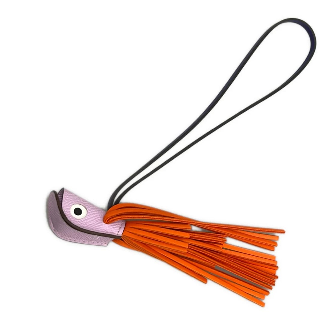 HERMES POISSON CHARM GUIMAUVE FEU PURPLE AGNEAU MILO: HERMES Poisson Charm Guimauve Feu Purple Agneau Milo Brand: HERMES Type/Style: Bag Charm Material: Exterior Material Agneau Milo, Veau Epsom, Veau Swift Color: Exterior Color Guimauve, Feu, Purple