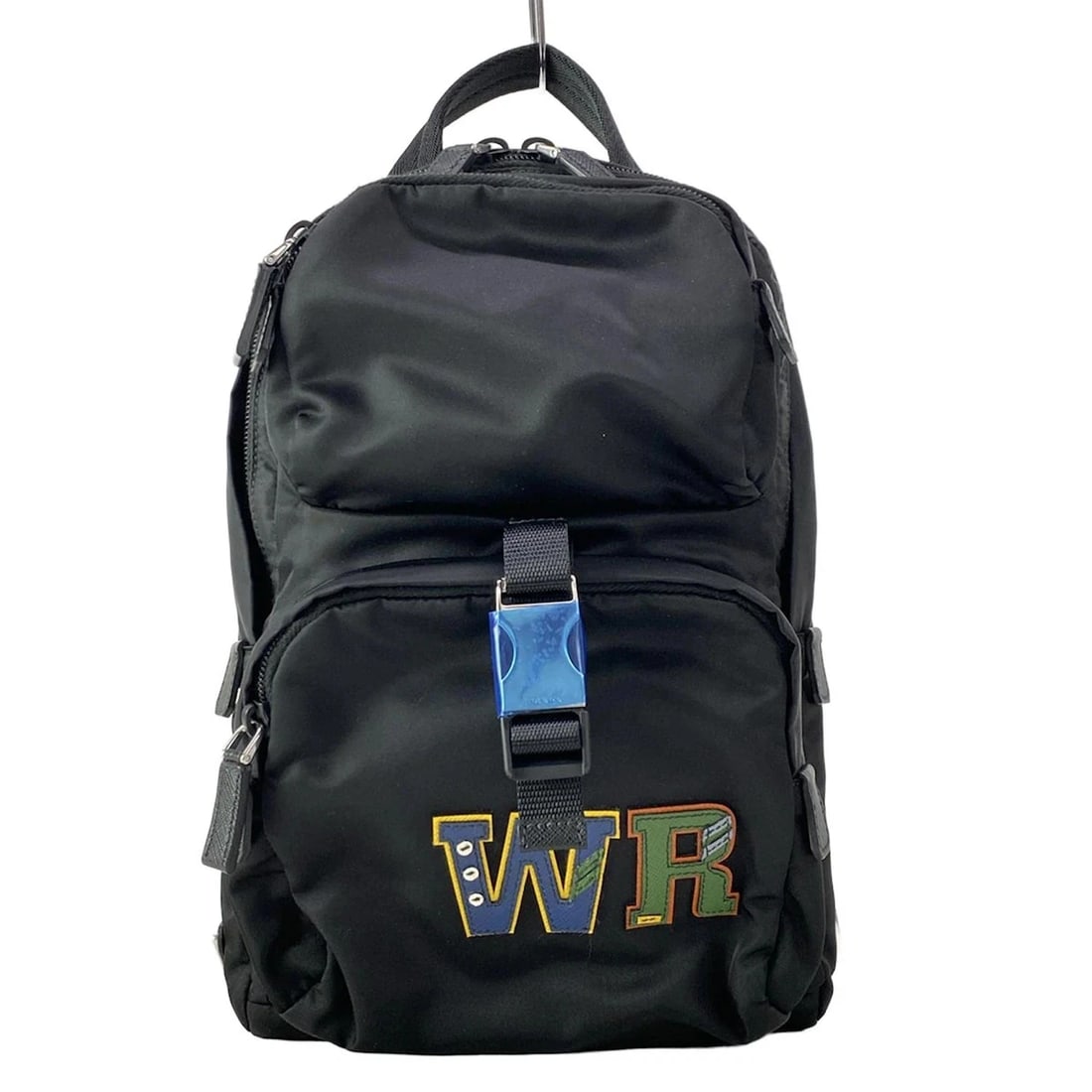 PRADA BLACK NAVY MULTI NYLON LEATHER BACKPACK: PRADA Black Navy Multi Nylon Leather Backpack Brand: PRADA Type/Style: Backpack Material: Exterior Material Nylon, Leather Color: Exterior Color Black, Navy, Multi Size: Height : 11.61 inch (29.5 cm)