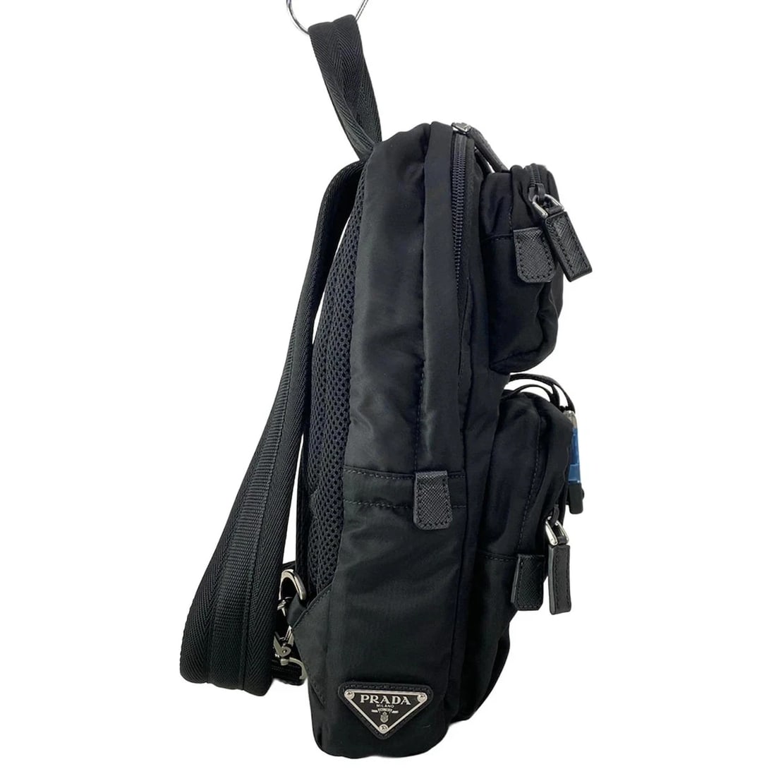 PRADA BLACK NAVY MULTI NYLON LEATHER BACKPACK - 2