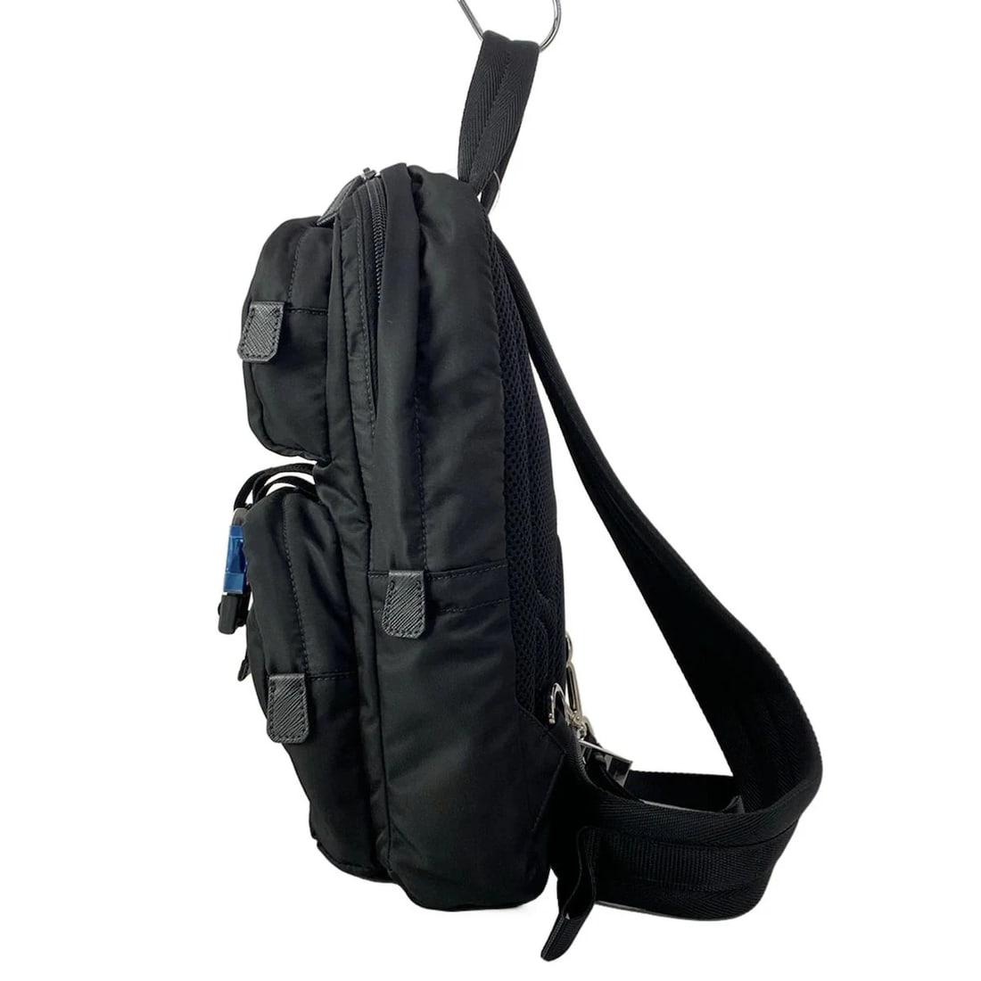PRADA BLACK NAVY MULTI NYLON LEATHER BACKPACK - 4