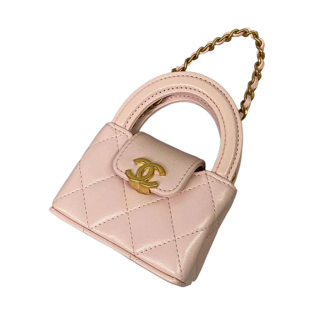 CHANEL MINI BAG CHARM / MATELASSE PINK BAG CHARM: CHANEL Mini Bag Charm / Matelasse Pink Bag Charm Brand: CHANEL Type/Style: Bag Charm Material: Exterior Material Shiny Lambskin Color: Exterior Color Pink Size: Height*Width : 6.3 inch (16 cm) * 3.54