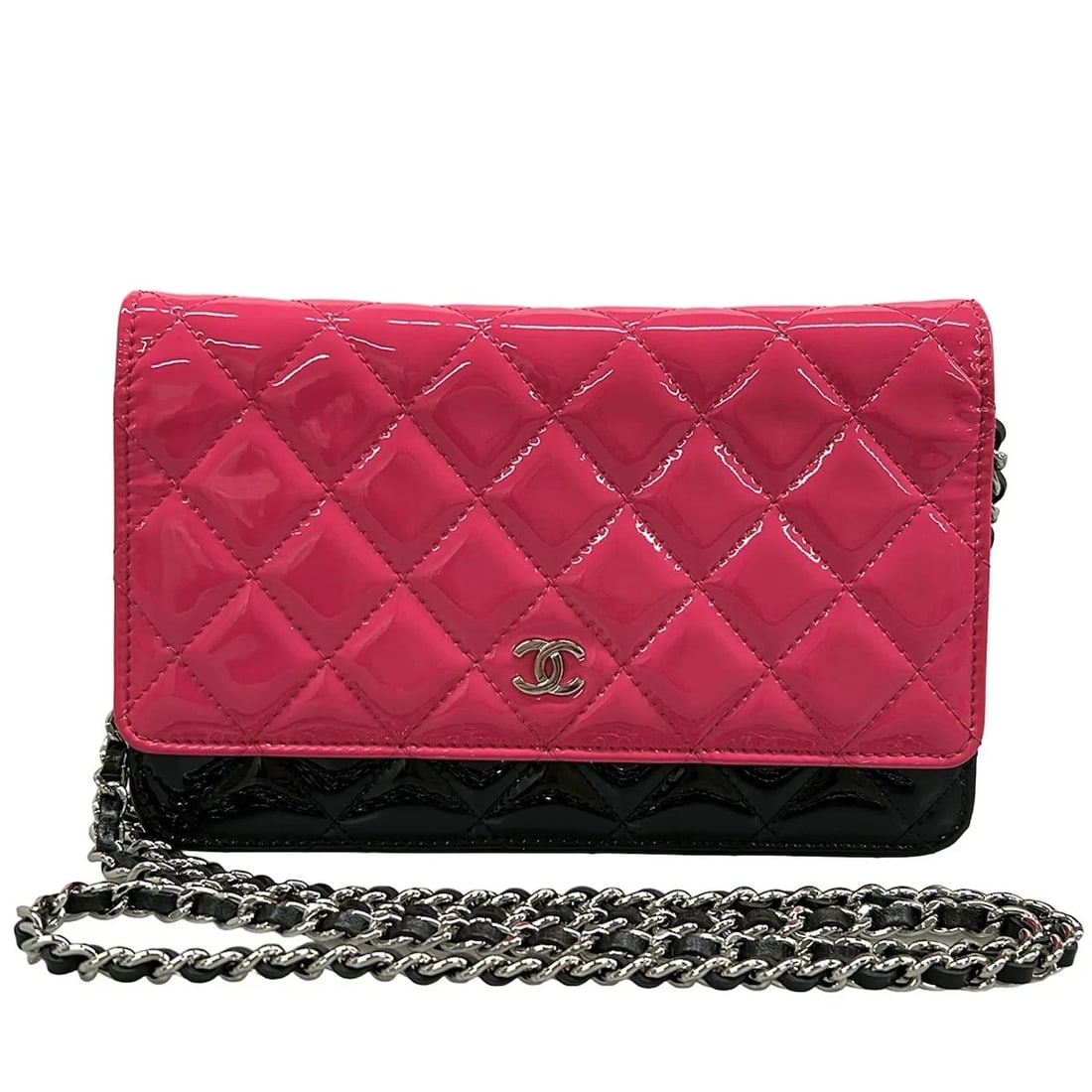 CHANEL MATELASSE PINK BLACK PATENT LEATHER OTHER STYLE WALLET (1 of 9)