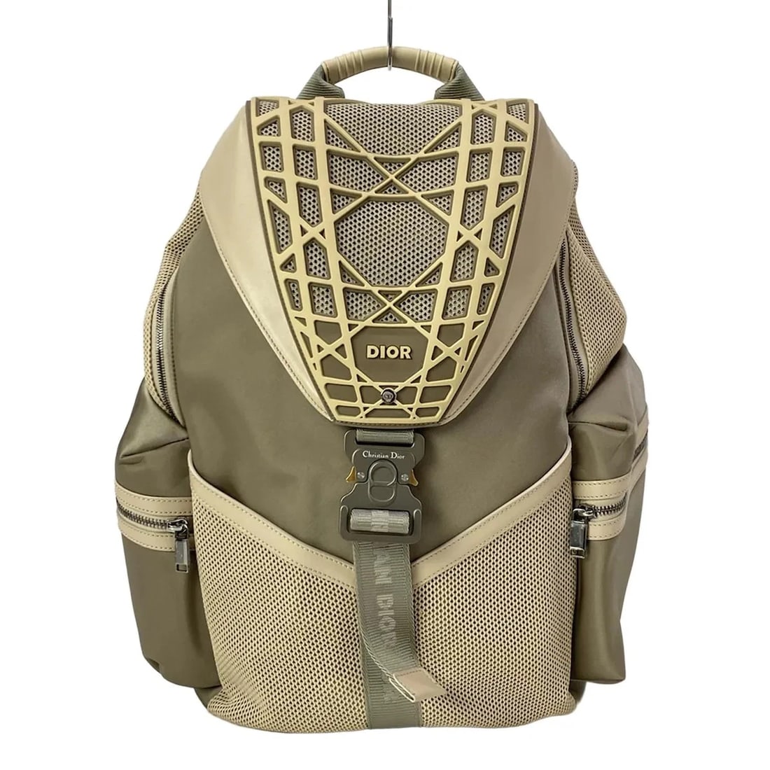 DIOR/CHRISTIAN COBRA KHAKI BEIGE NYLON LEATHER RUBBER BACKPACK: DIOR/Christian Cobra Khaki Beige Nylon Leather Rubber Backpack Brand: DIOR/ChristianDior Type/Style: Backpack Material: Exterior Material Nylon, Leather, Rubber Color: Exterior Color Khaki, Beige