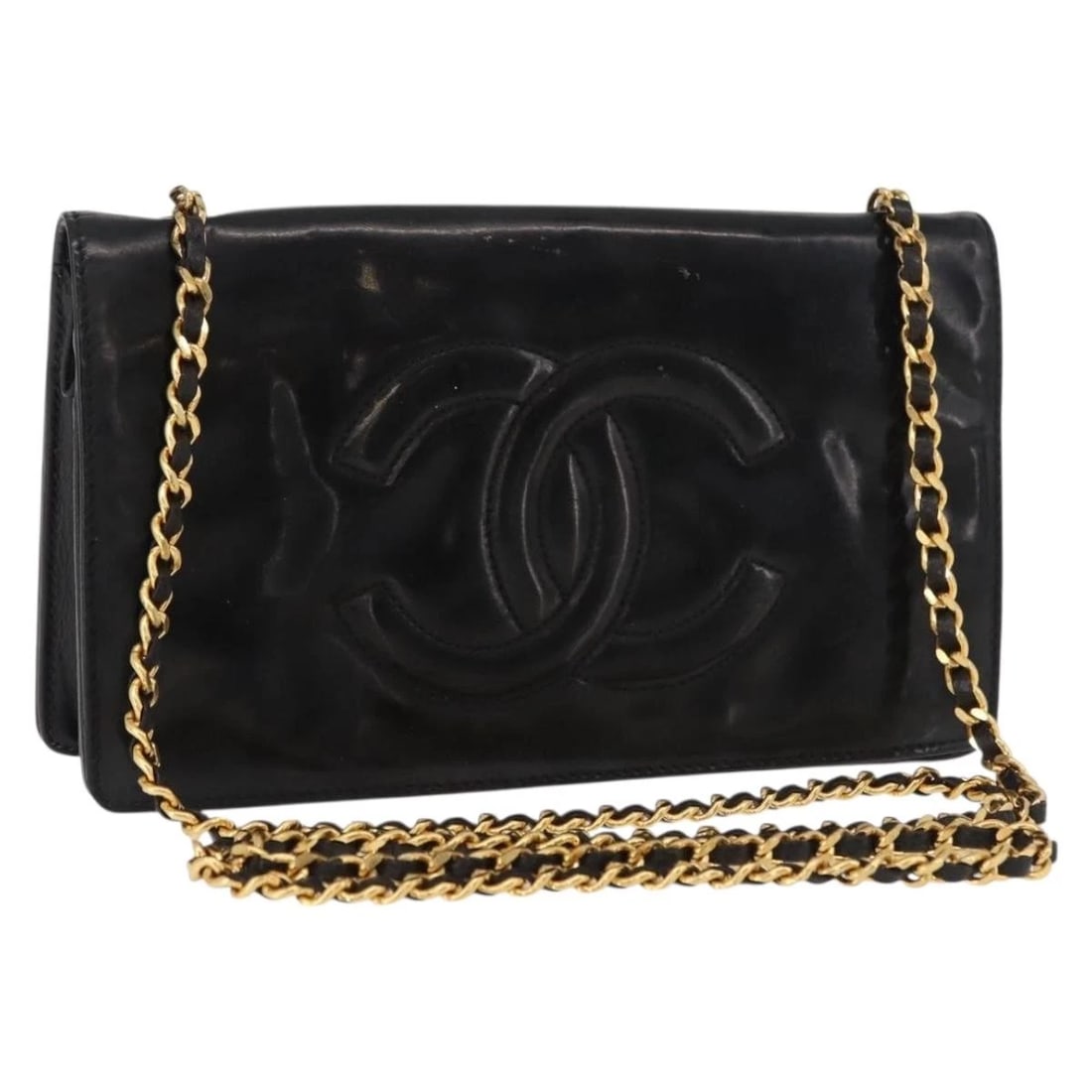 CHANEL CHAIN WALLET PATENT LEATHER BLACK: CHANEL Chain Wallet Patent leather Black Brand: CHANEL Type/Style: Shoulder Bag Material: Patent Leather Color: Black/Silver Size: Size(Inch) W8.3 x H5.1 x D0.6inch(Approx) Accessories: None <