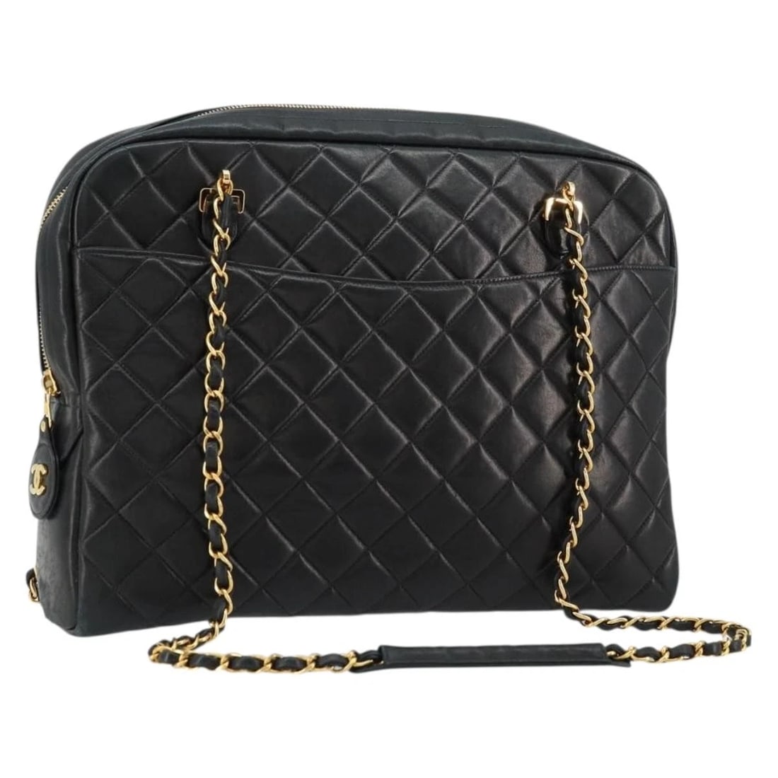 CHANEL MATELASSE SHOULDER BAG: CHANEL Matelasse Shoulder Bag Brand: CHANEL Type/Style: Shoulder Bag Material: Leather/Lamb Skin Color: Black/Gold Size: Size(Inch) W13.4 x H9.4 x D3.1inch(Approx) Accessories: None Access