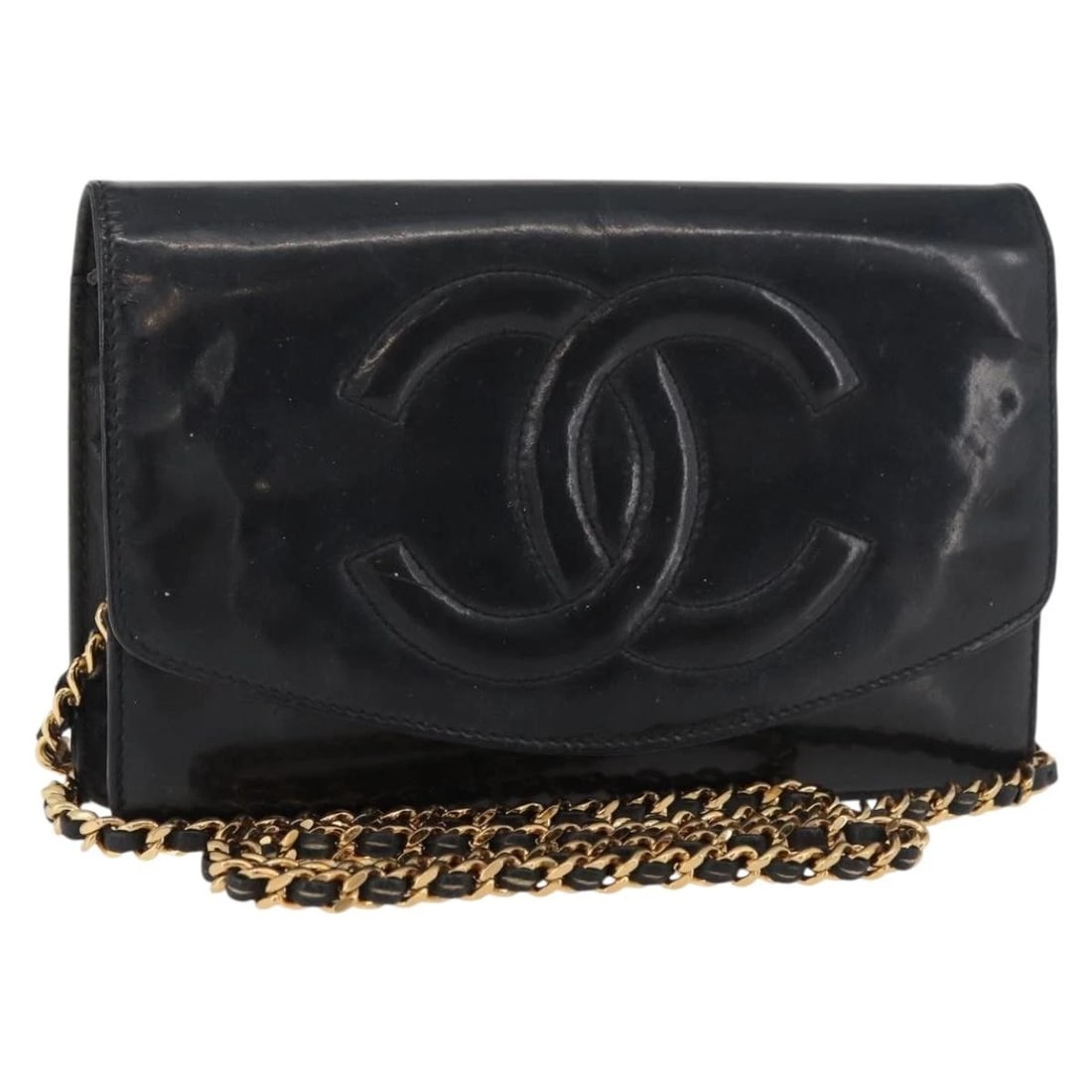 CHANEL COCO MARK CHAIN SHOULDER BAG: CHANEL COCO Mark Chain Shoulder Bag Brand: CHANEL Type/Style: Shoulder Bag Material: Patent Leather Color: Black/Gold Size: Size(Inch) W7.5 x H4.7 x D1.6inch(Approx) Accessories: None Acce