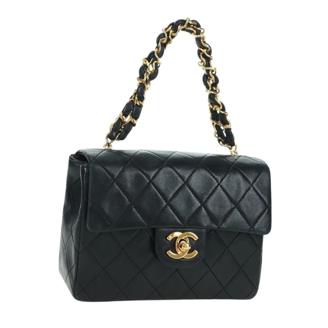 CHANEL MATELASSE CHAIN HAND BAG: CHANEL Matelasse Chain Hand Bag Brand: CHANEL Type/Style: Hand Bag Material: Lamb Skin Color: Black/Gold Size: Size(Inch) W7.1 x H5.5 x D2.4inch(Approx) Accessories: None Accessories Notic
