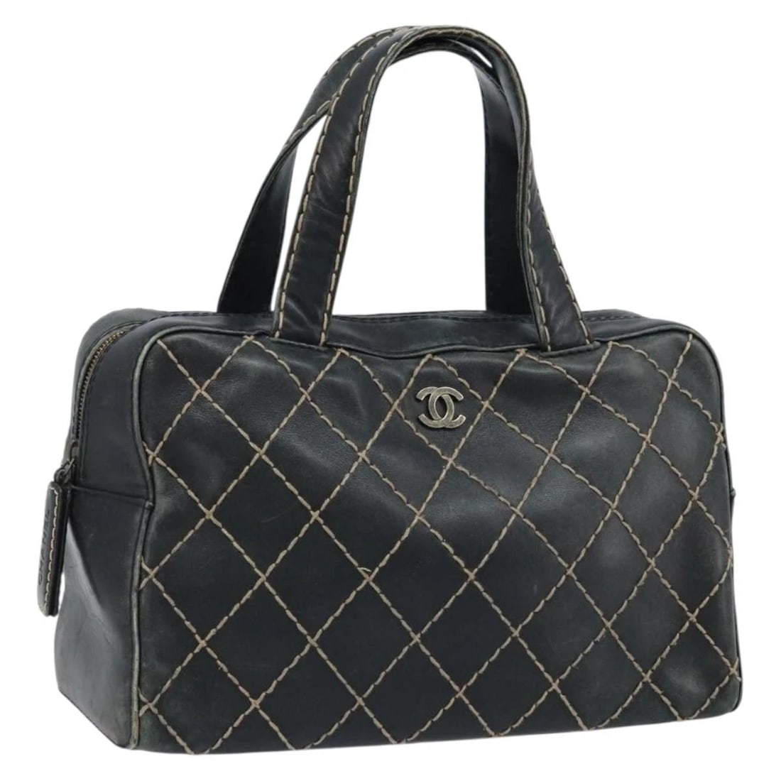 CHANEL WILD STITCH HAND BAG LEATHER BLACK: CHANEL Wild Stitch Hand Bag Leather Black Brand: CHANEL Type/Style: Hand Bag Material: Leather Color: Black Size: Size(Inch) W12.6 x H7.9 x D5.5inch(Approx) Accessories: None Accessories N
