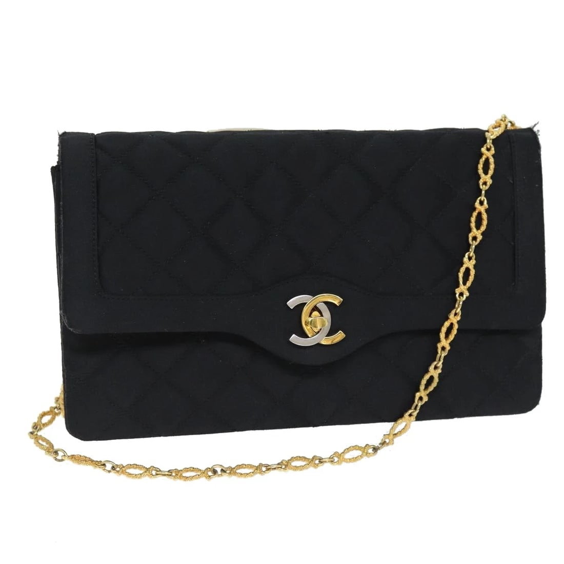 CHANEL MATELASSE CHAIN SHOULDER BAG: CHANEL Matelasse Chain Shoulder Bag Brand: CHANEL Type/Style: Shoulder Bag Material: Satin Color: Black Size: Size(Inch) W9.4 x H5.9 x D0.8inch(Approx) Accessories: None Accessories Notice