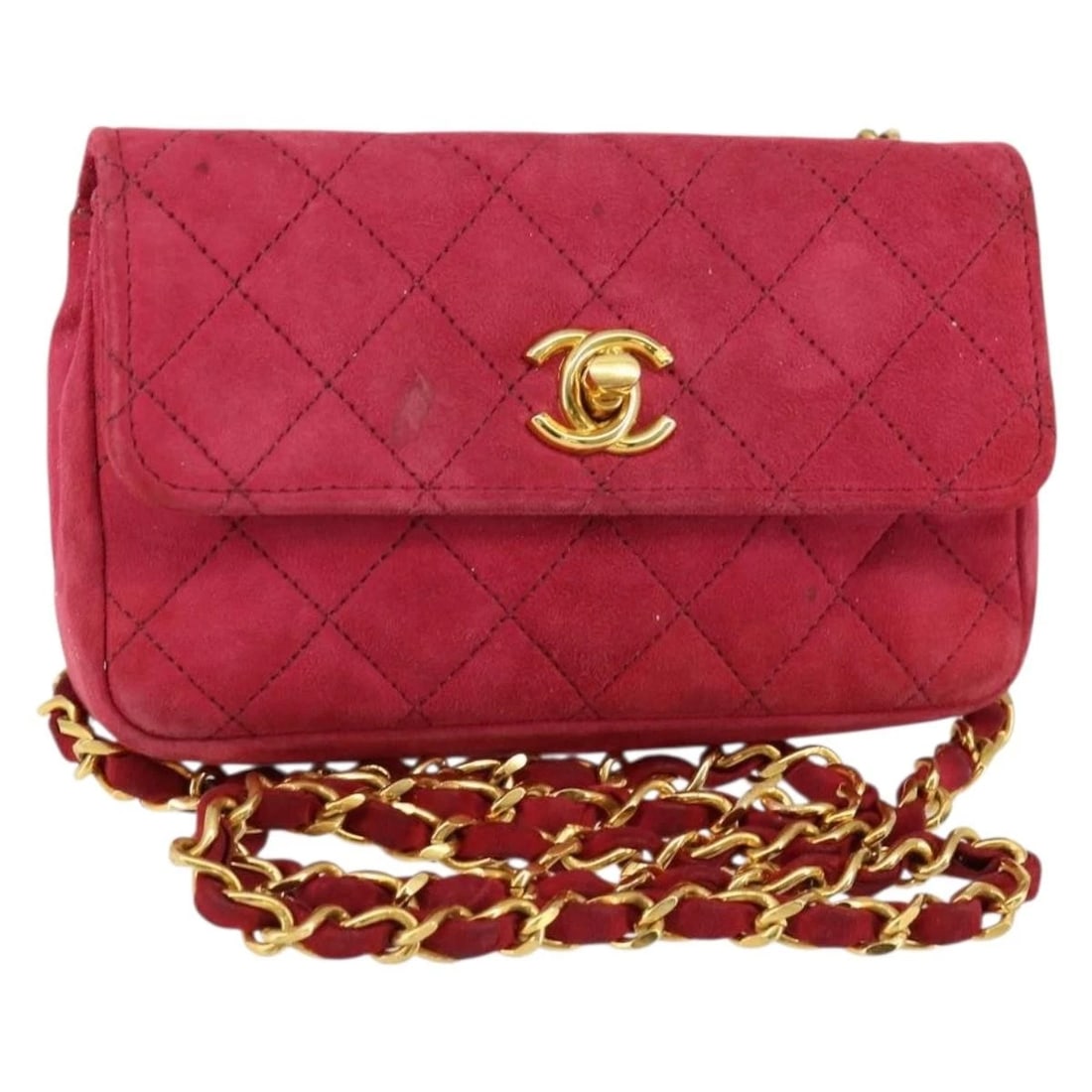 CHANEL MATELASSE CHAIN SHOULDER BAG: CHANEL Matelasse Chain Shoulder Bag Brand: CHANEL Type/Style: Shoulder Bag Material: Suede Color: Pink/Gold Size: Size(Inch) W5.9 x H3.5 x D1.6inch(Approx) Accessories: None Accessories No