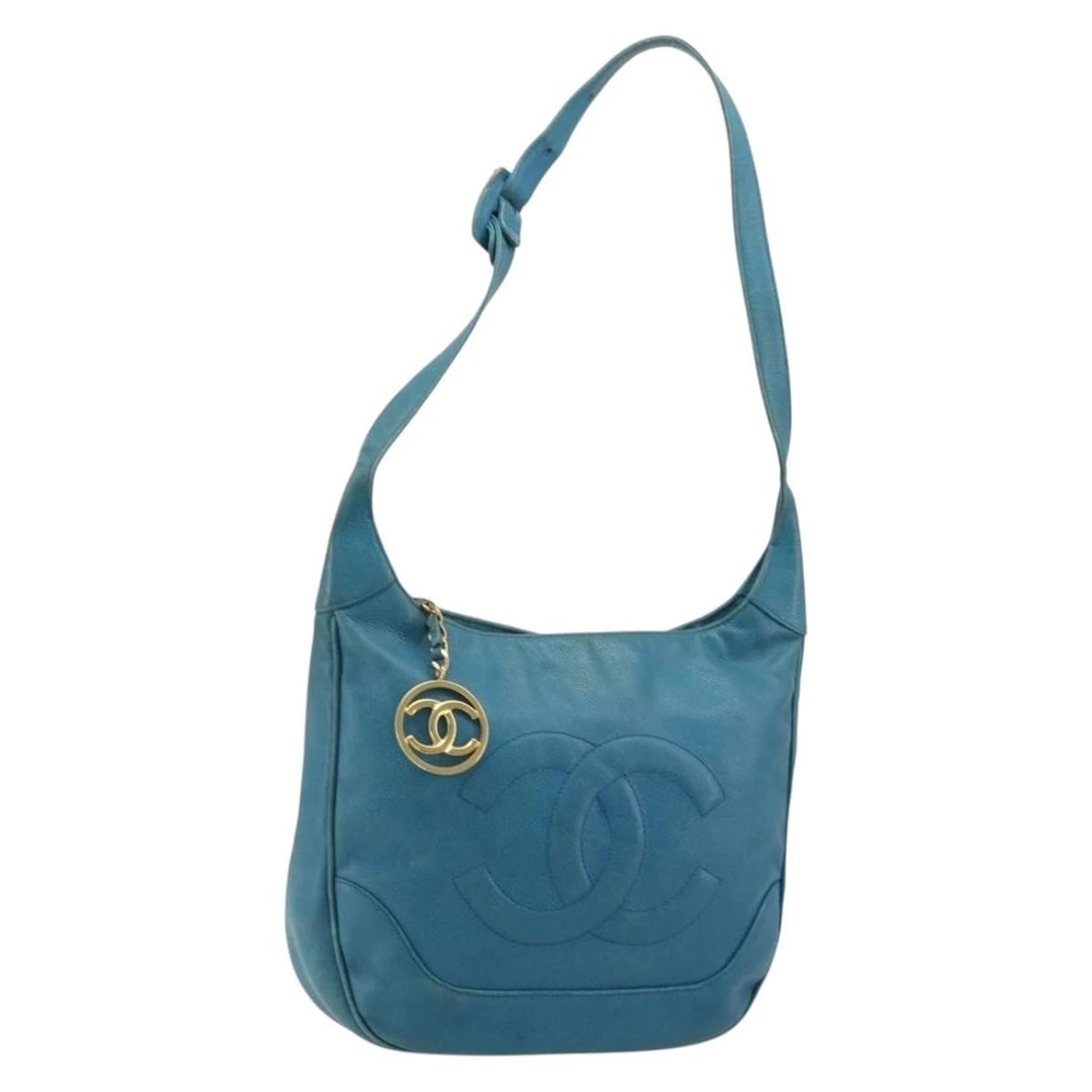 CHANEL SHOULDER BAG GRAINED CALF SKIN BLUE GOLD: CHANEL Shoulder Bag Grained Calf Skin Blue Gold Brand: CHANEL Type/Style: Shoulder Bag Material: Caviar Skin Color: Blue/Gold Size: Size(Inch) W11.4 x H10.2 x D2.8inch(Approx) Accessories: None