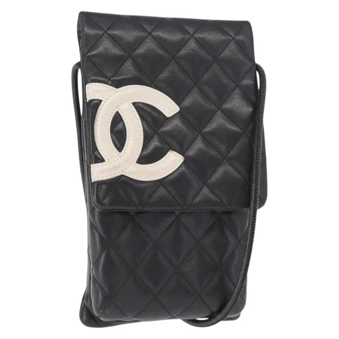 CHANEL CAMBON LINE MATELASSE SHOULDER BAG: CHANEL Cambon Line Matelasse Shoulder Bag Brand: CHANEL Type/Style: Shoulder Bag Material: Lamb Skin Color: Silver/Black Size: Size(Inch) W5.1 x H8.7 x D1.2inch(Approx) Accessories: None A