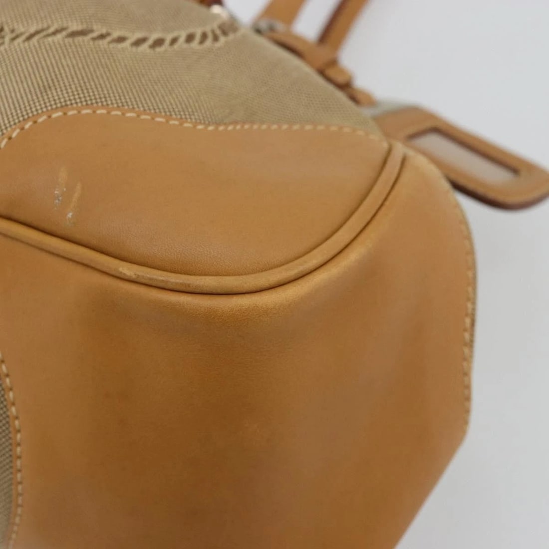 PRADA HAND BAG CANVAS BEIGE SILVER - 10
