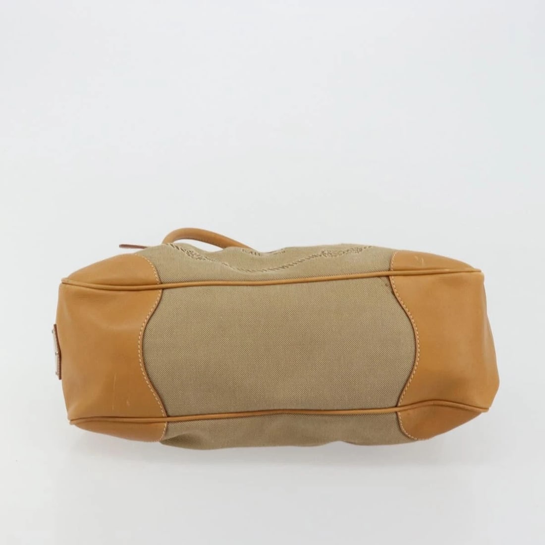 PRADA HAND BAG CANVAS BEIGE SILVER - 9