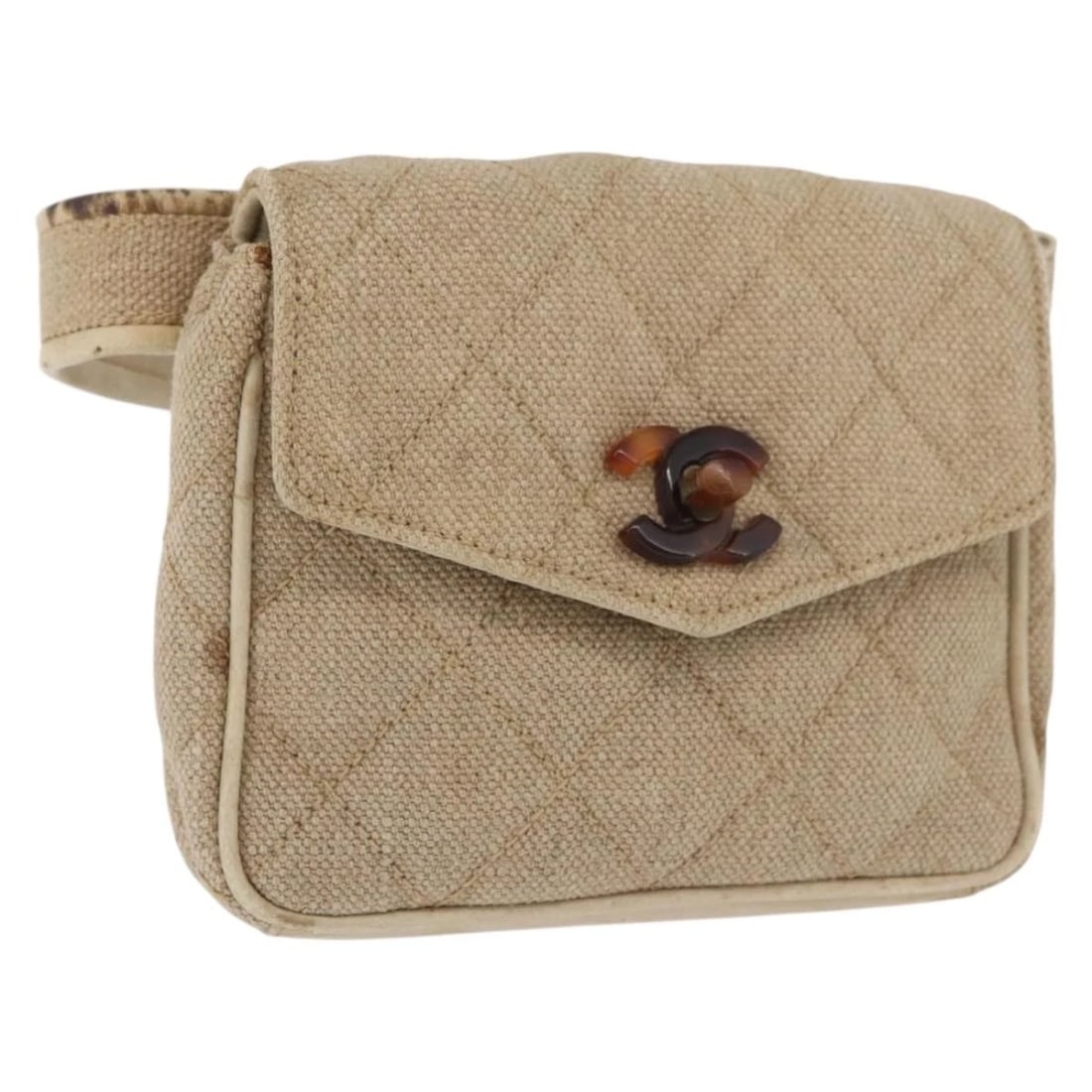 CHANEL MATELASSE WAIST BAG: CHANEL Matelasse Waist Bag Brand: CHANEL Type/Style: Waist bag Material: Canvas Color: Beige Size: Size(Inch) W5.9 x H4.7 x D1.2inch(Approx) Accessories: None Accessories Notice: When purchasing