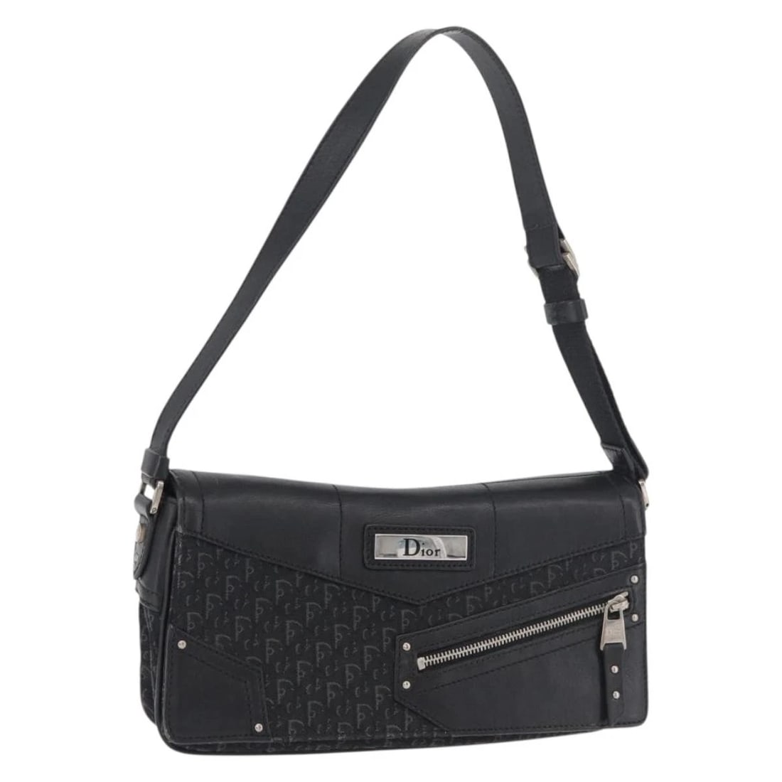 CHRISTIAN DIOR TROTTER CANVAS SHOULDER BAG: Christian Dior Trotter Canvas Shoulder Bag Brand: Christian Dior Type/Style: Shoulder Bag Material: Trotter Canvas Color: Black/Silver Size: Size(Inch) W9.8 x H5.1 x D1.2inch(Approx) Accessories:
