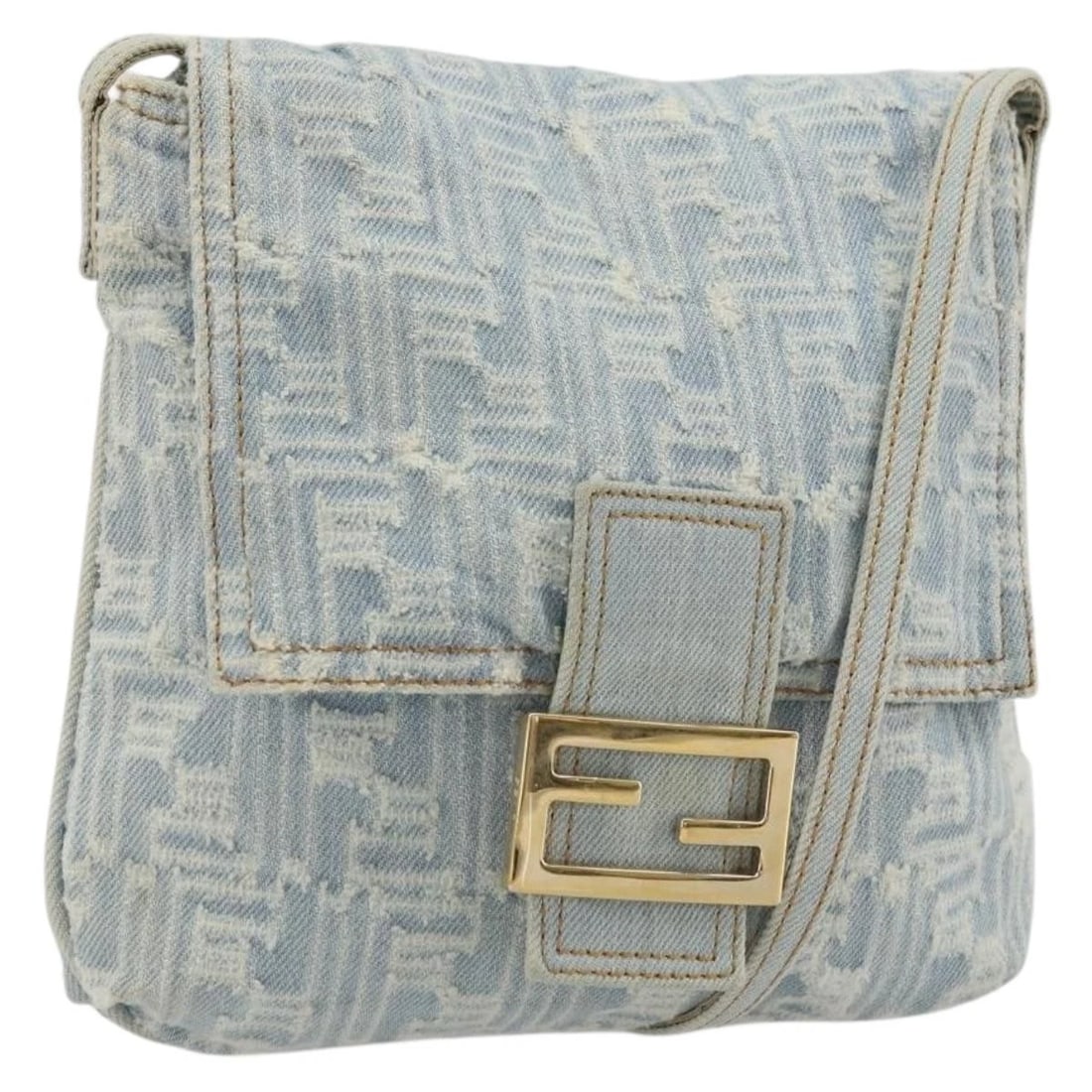 FENDI ZUCCA CANVAS MAMMA BAGUETTE SHOULDER BAG: FENDI Zucca Canvas Mamma Baguette Shoulder Bag Brand: FENDI Type/Style: Shoulder Bag Material: Zucca Canvas Color: Blue/Gold Size: Size(Inch) W8.7 x H7.9inch(Approx) Accessories: None Acce
