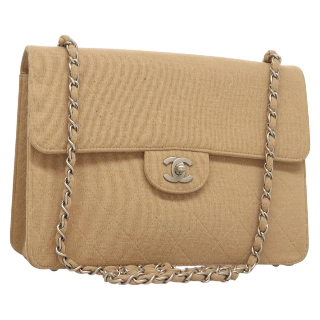 CHANEL MATELASSE 25 CHAIN SHOULDER BAG: CHANEL Matelasse 25 Chain Shoulder Bag Brand: CHANEL Type/Style: Shoulder Bag Material: Cotton Color: Beige/Silver Size: Size(Inch) W9.8 x H6.7 x D3.5inch(Approx) Accessories: None Accesso