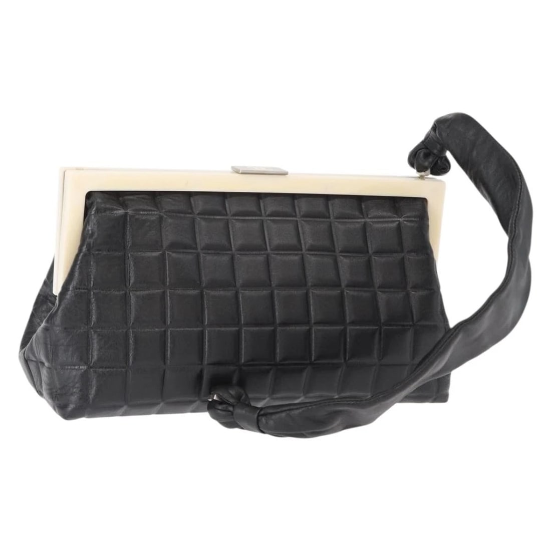 CHANEL CHOCO BAR SHOULDER BAG LAMB SKIN BLACK SILVER: CHANEL Choco Bar Shoulder Bag Lamb Skin Black Silver Brand: CHANEL Type/Style: Shoulder Bag Material: Lamb Skin Color: Black/Silver Size: Size(Inch) W11.8 x H11.0 x D3.9inch(Approx) Accessories: N