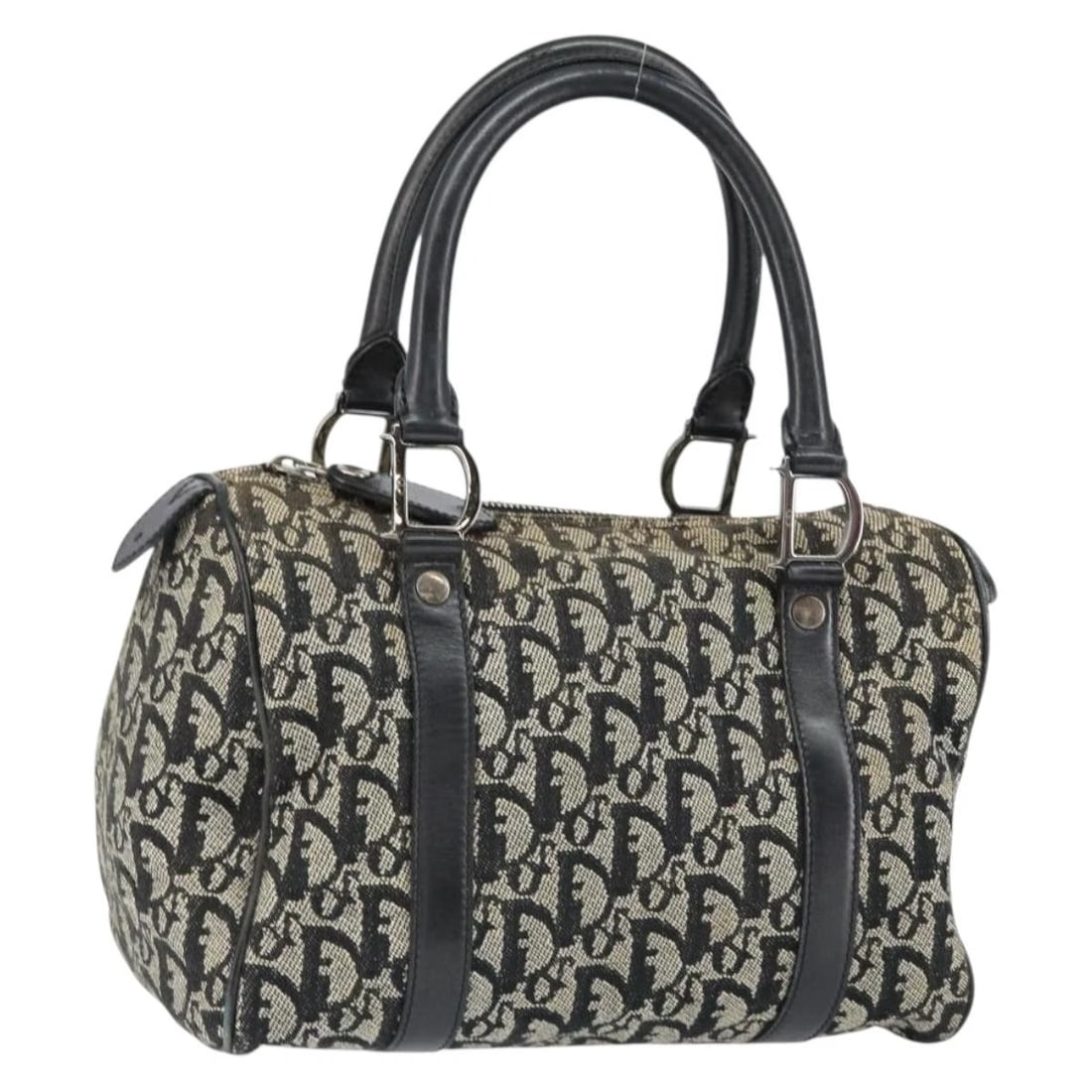 CHRISTIAN DIOR TROTTER CANVAS MINI BOSTON BAG: Christian Dior Trotter Canvas Mini Boston Bag Brand: Christian Dior Type/Style: Boston Bag Material: Trotter Canvas Color: Black/Silver Size: Size(Inch) W10.2 x H6.7 x D5.9inch(Approx) Accessories