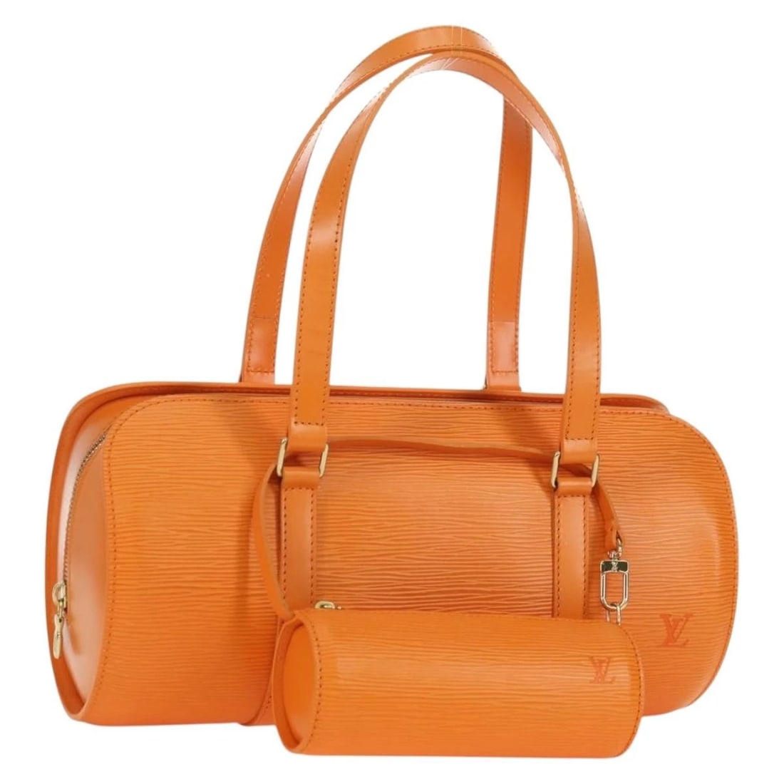 LOUIS VUITTON EPI SOUFFLOT HAND BAG: LOUIS VUITTON Epi Soufflot Hand Bag Brand: LOUIS VUITTON Type/Style: Hand Bag Material: Epi Leather Color: Orange/Mandarin Size: Size(Inch) W12.2 x H6.3 x D5.9inch(Approx) Accessories: None