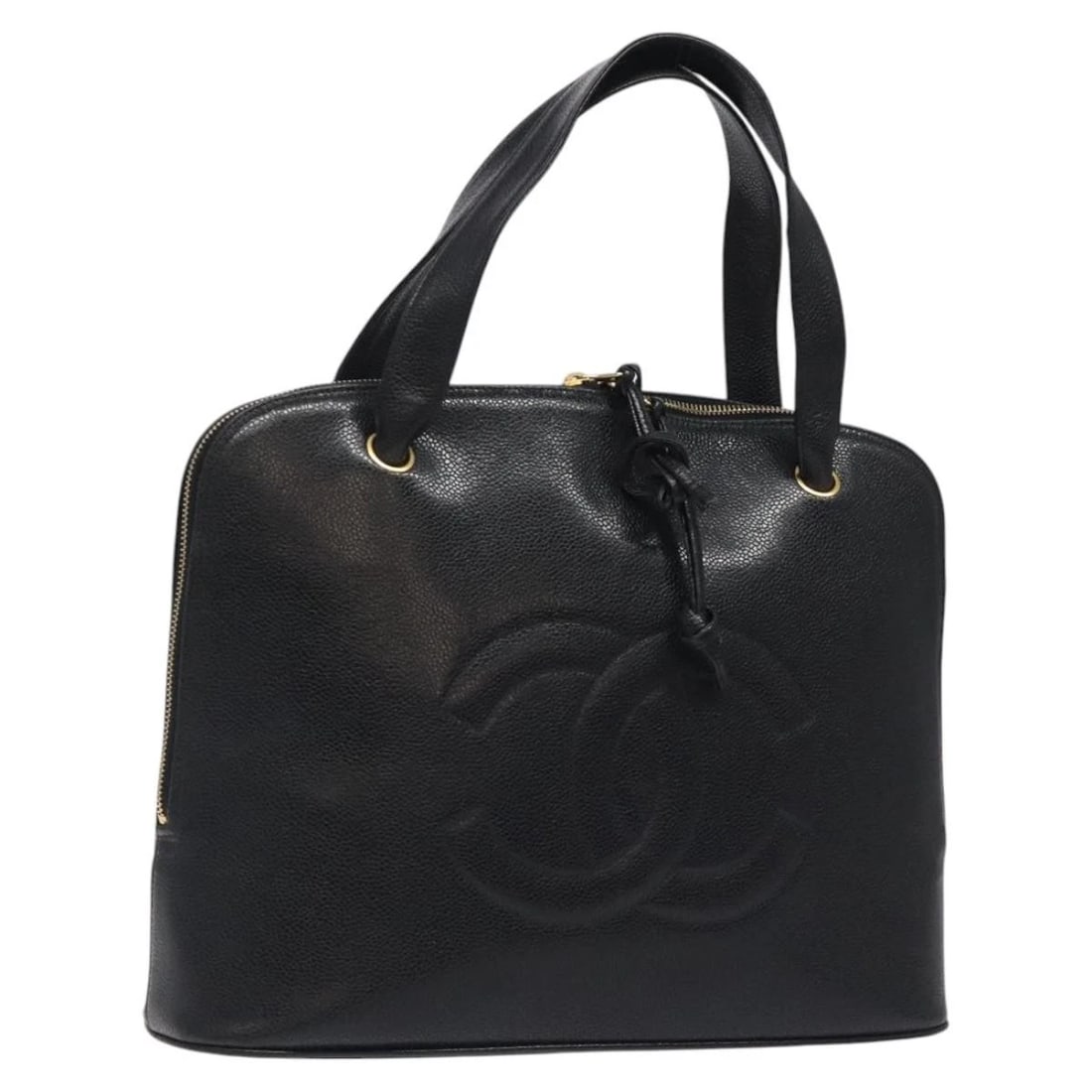 CHANEL COCO MARK HAND BAG CALF SKIN BLACK: CHANEL COCO Mark Hand Bag Calf Skin Black Brand: CHANEL Type/Style: Hand Bag Material: Leather/Caviar Skin Color: Black/Gold Size: Size(Inch) W13.8 x H10.2 x D3.9inch(Approx) Accessories: None