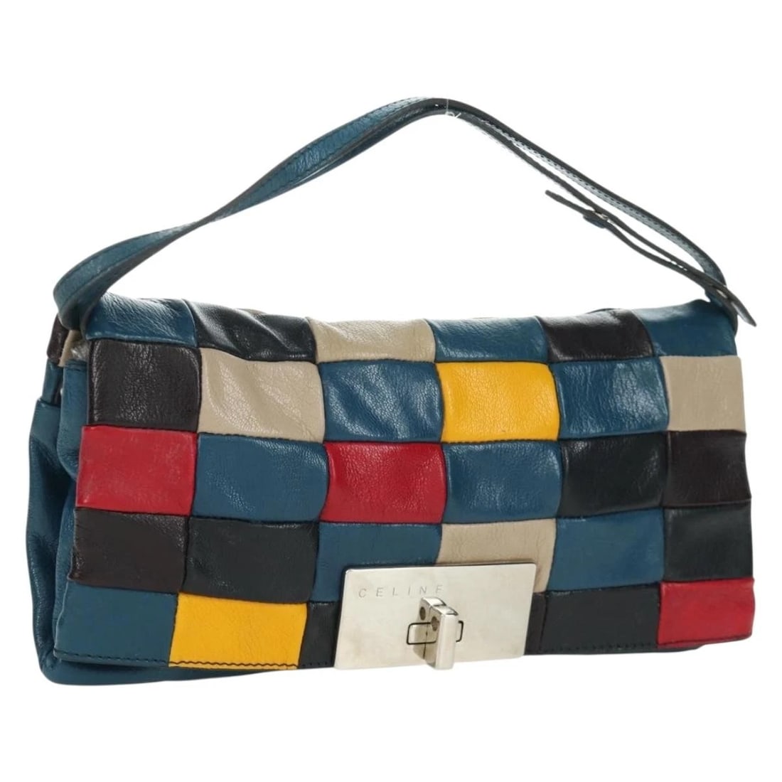 CELINE SHOULDER BAG LEATHER MULTICOLOR SILVER: CELINE Shoulder Bag Leather Multicolor Silver Brand: CELINE Type/Style: Shoulder Bag Material: Leather Color: Multicolor/Silver Size: Size(Inch) W11.4 x H5.5 x D1.2inch(Approx) Accessories: None