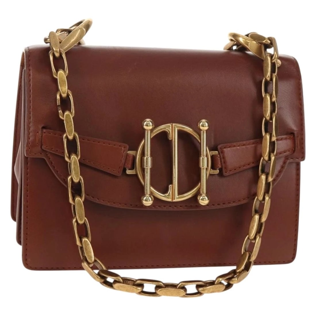 CHRISTIAN DIOR CHAIN SHOULDER BAG: Christian Dior Chain Shoulder Bag Brand: Christian Dior Type/Style: Shoulder Bag Material: Leather Color: Brown/Gold Size: Size(Inch) W8.7 x H5.9 x D1.6inch(Approx) Accessories: None Accessories