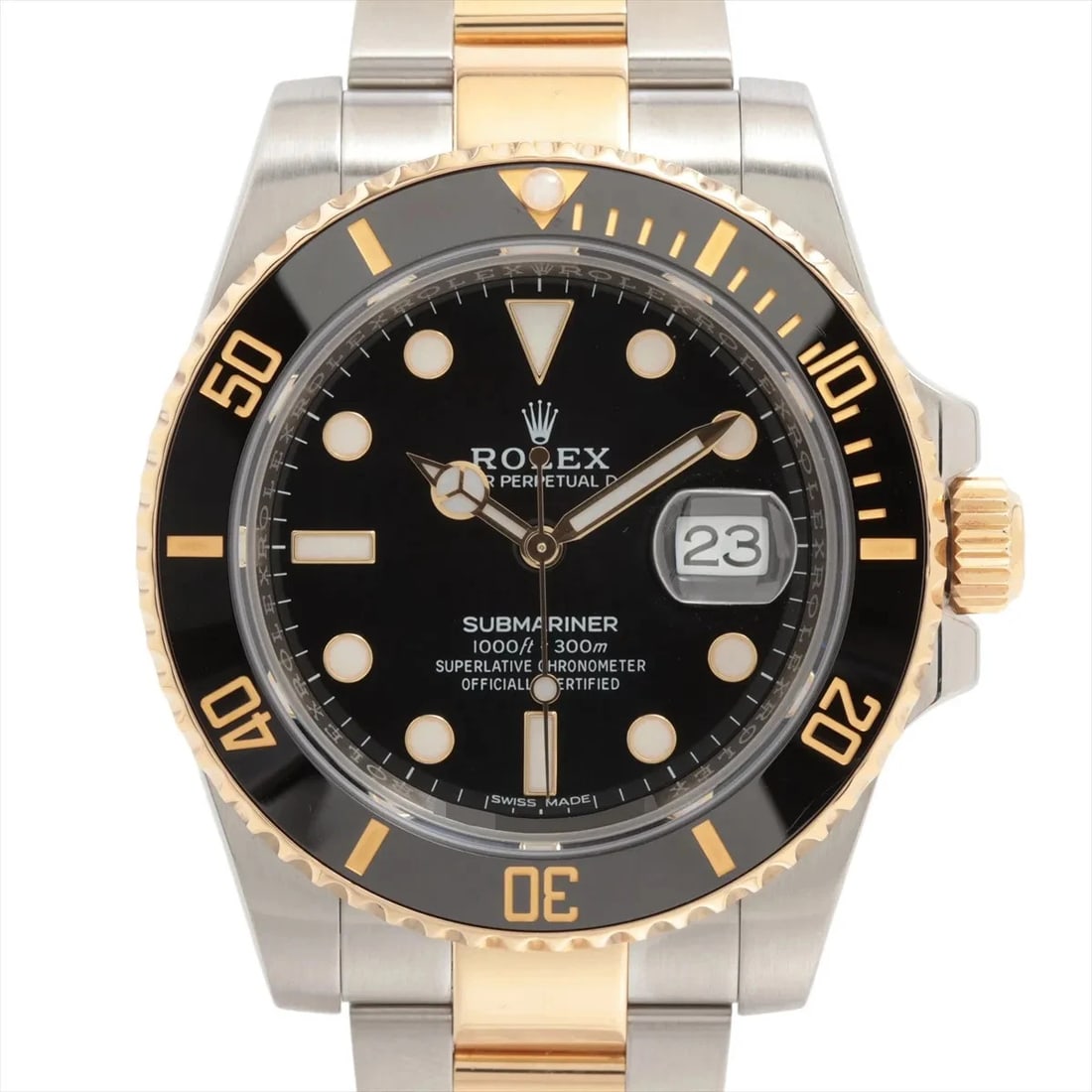 ROLEX SUBMARINER DATE SS?YG BLACK DIAL, WATCH: Rolex SUBMARINER DATE SS?YG black dial, Watch Brand: Rolex Type/Style: Wristwatch Material: SS?YG Color: black dial Size: Case:W1.6 x H1.6inch / W40 x H40 Circumference of Wrist:7.5inch / 19