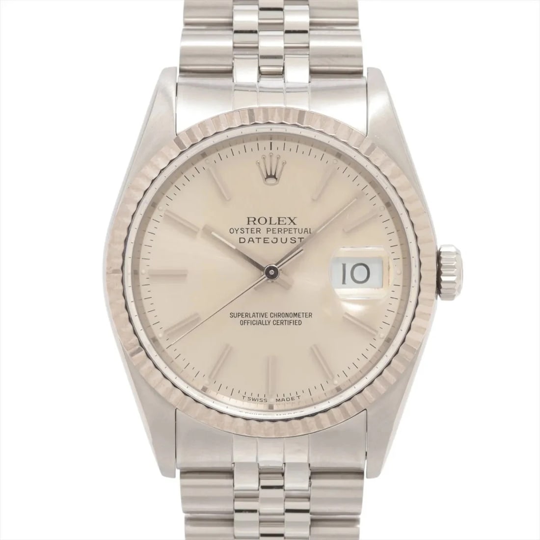 ROLEX DATEJUST SS WG SILVER-FACE, WATCH (1 of 4)
