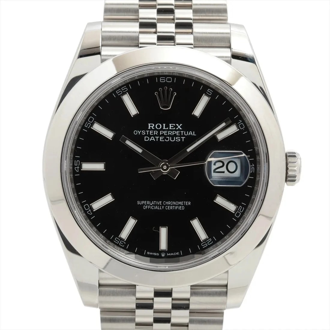 ROLEX DATEJUST SS BRIGHT BLACK DIAL, WATCH (1 of 4)