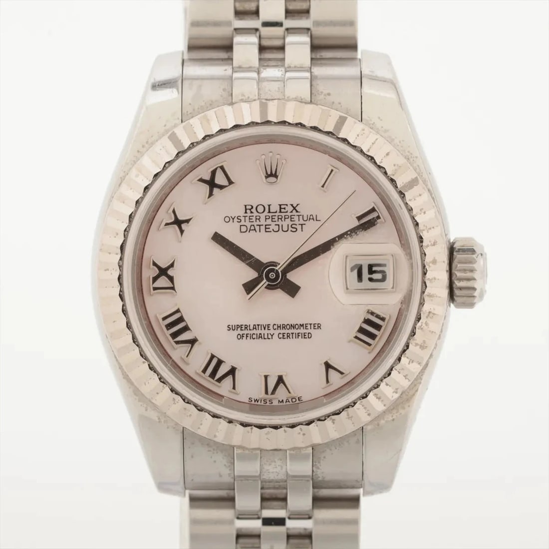 ROLEX LADY DATEJUST SS?WG PINK MOP DIAL, WATCH: Rolex Lady Datejust SS?WG Pink MOP dial, Watch Brand: Rolex Type/Style: Wristwatch Material: SS?WG Color: Pink dial Size: Case:W0.8 x H0.8inch / W26 x H26 Circumference of Wrist:5.3inch / 13.5 Acc