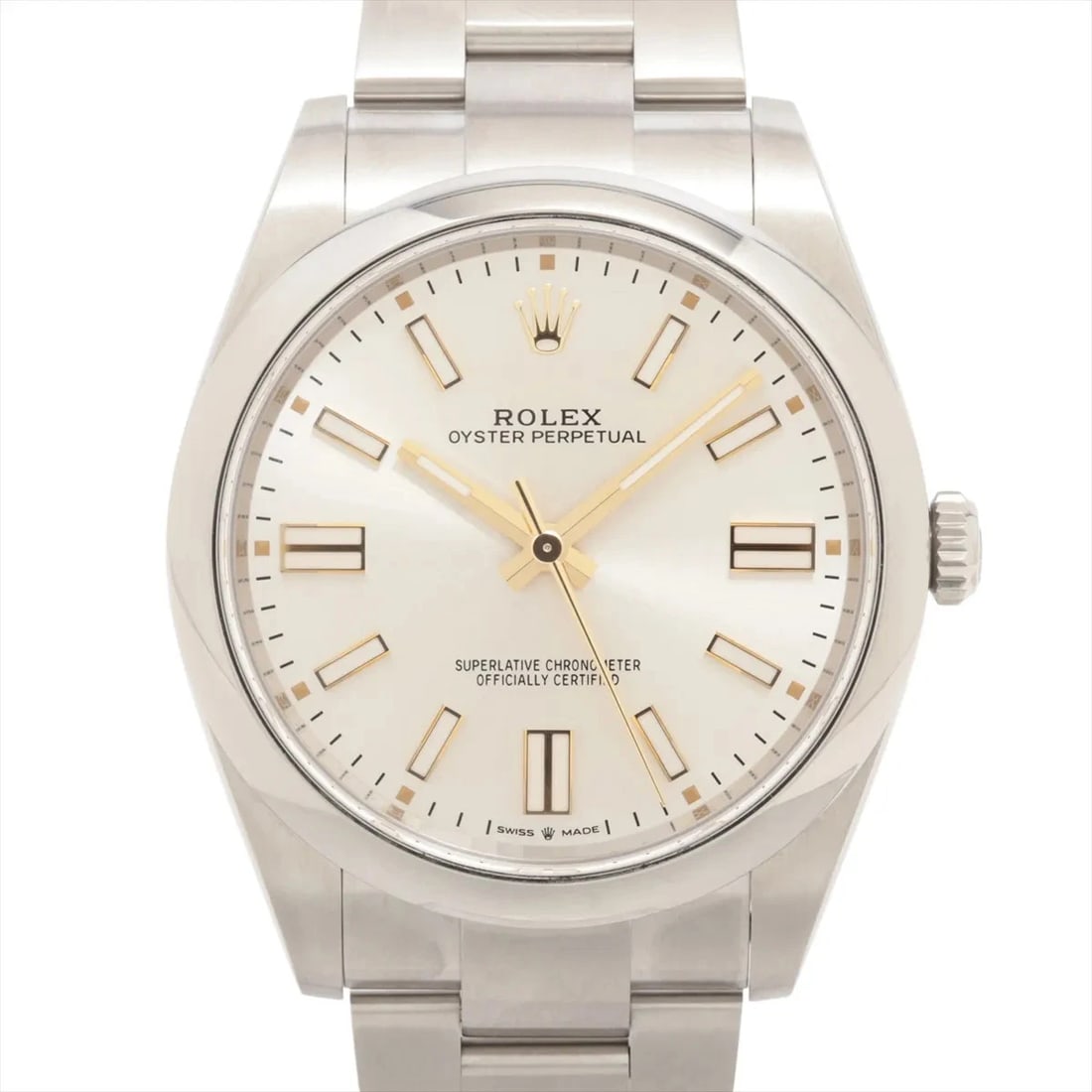 ROLEX OYSTER PERPETUAL SS SILVER-FACE, WATCH: Rolex OYSTER PERPETUAL SS Silver-Face, Watch Brand: Rolex Type/Style: Wristwatch Material: SS Color: Silver-Face Size: Case:W1.6 x H1.6inch / W41 x H41Circumference of Wrist:7.1inch / 18 Accessori