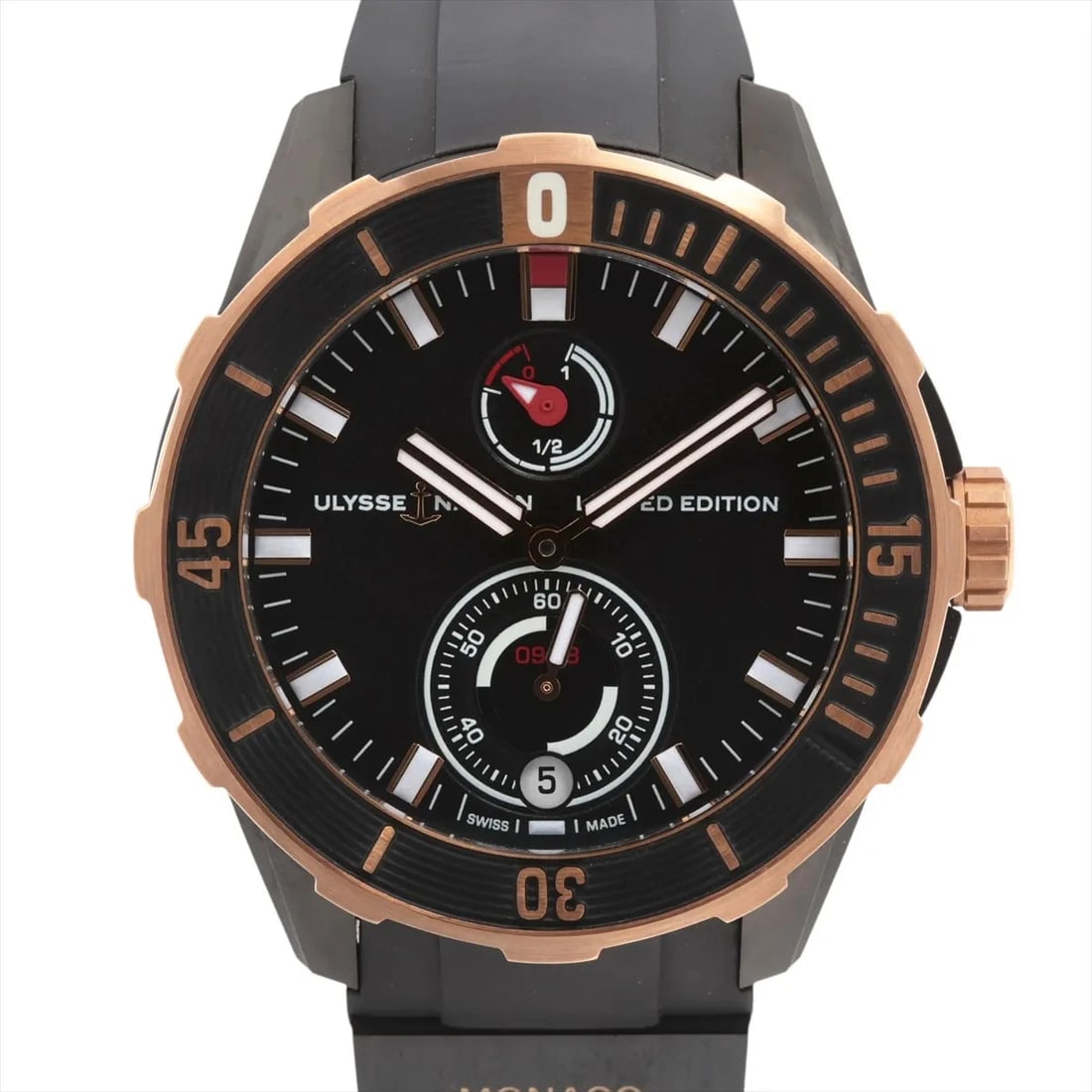 ULYSSE NARDIN TI X RUBBER BLACK DIAL, WATCH: Ulysse Nardin TI x rubber black dial, Watch Brand: Ulysse Nardin Type/Style: Wristwatch Material: TI x rubber Color: black dial Size: Case:W1.6 x H1.6inch / W44 x H44 Circumference of Wrist:6.9inch / 
