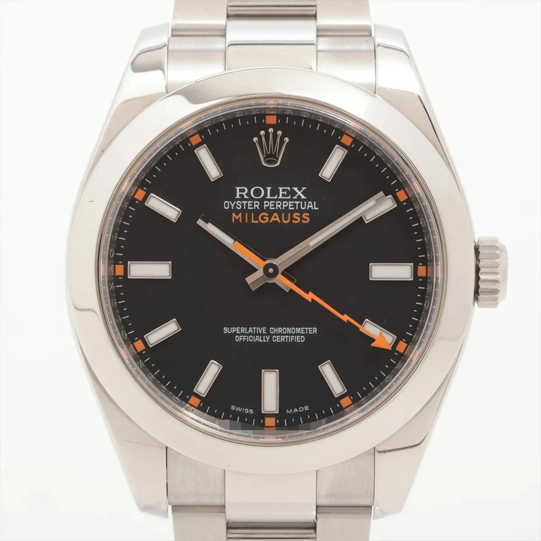 ROLEX MILGAUSS SS BLACK DIAL, WATCH: Rolex Milgauss SS black dial, Watch Brand: Rolex Type/Style: Wristwatch Material: SS Color: black dial Size: Case:W1.6 x H1.6inch / W40 x H40 Circumference of Wrist:6.9inch / 17.5 Accessories: None